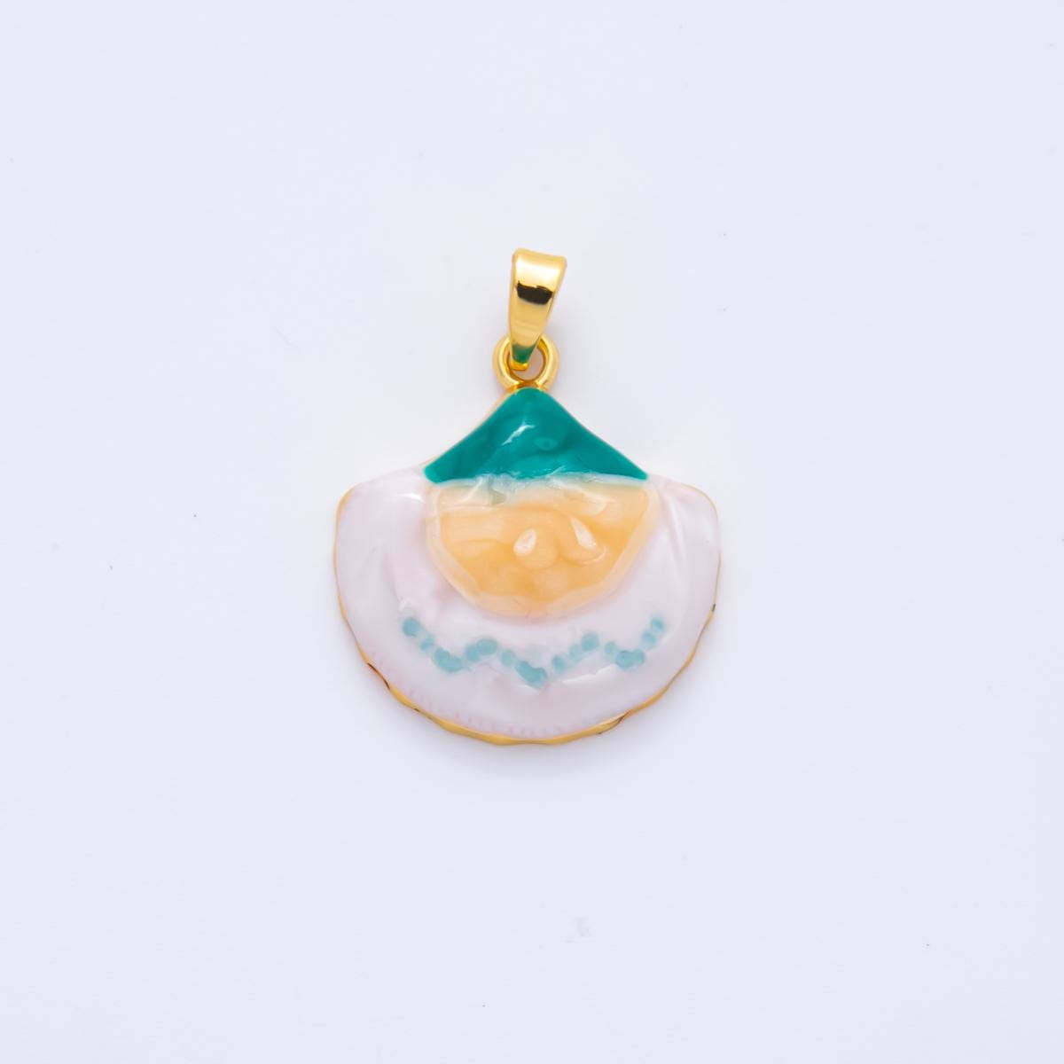 Hand-Painted Egg Enamel Pendant 18k Gold Filled Charm AH-795