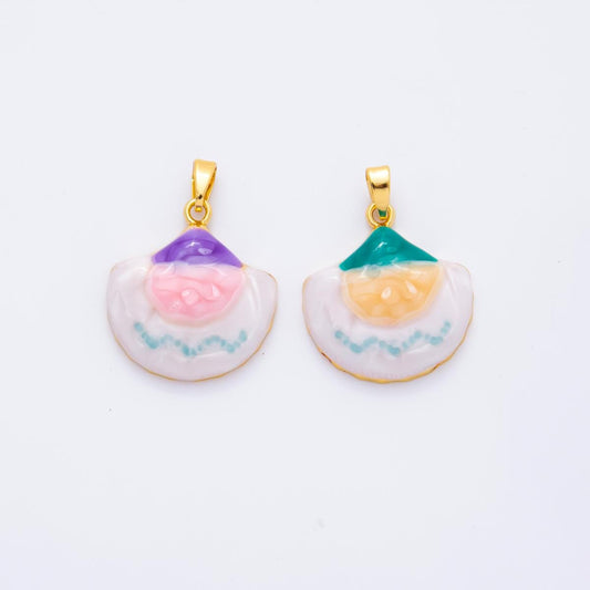 Hand-Painted Egg Enamel Pendant 18k Gold Filled Charm AH-795