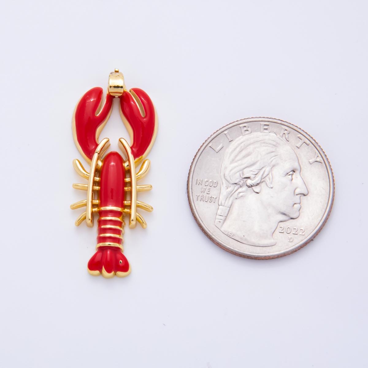 Dainty Teal Claw Red Lobster Charms 18K Gold Filled Enamel Lobster Pendant Sea Life Ocean Charm Bracelet Necklace for Jewelry Supply AH-796