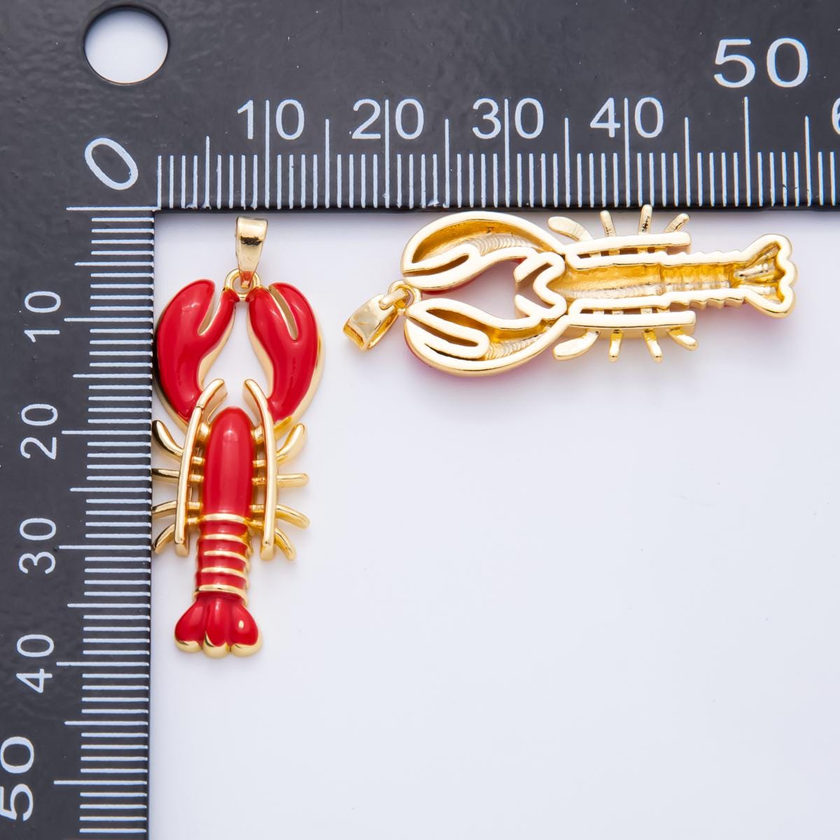Dainty Teal Claw Red Lobster Charms 18K Gold Filled Enamel Lobster Pendant Sea Life Ocean Charm Bracelet Necklace for Jewelry Supply AH-796
