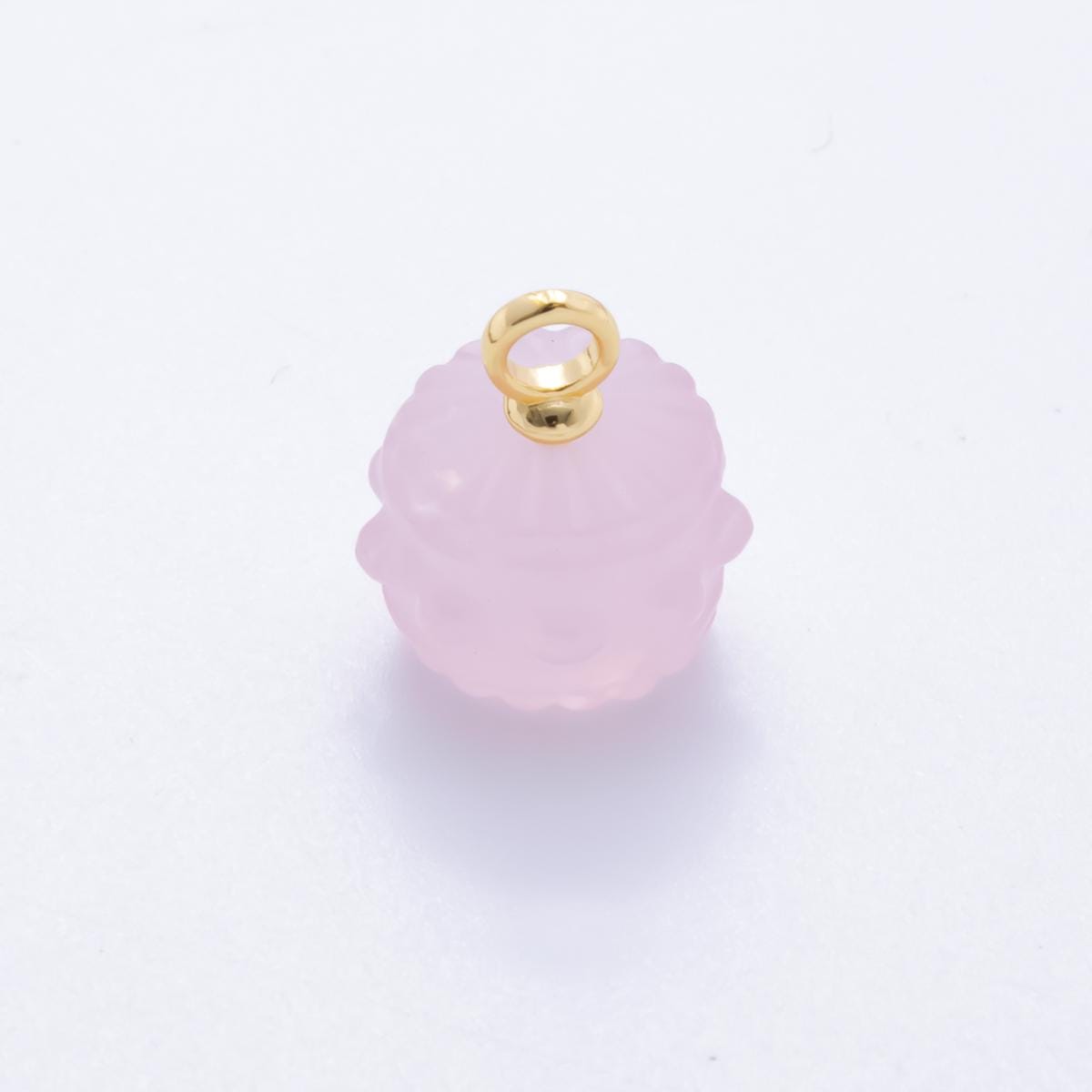 18K Gold Filled 19mm Aventurine, Carnelian, Quartz Pumpkin Gemstone Charm | AH833 - AH835