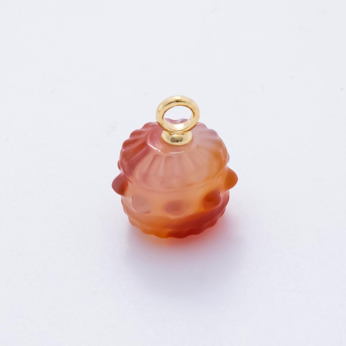18K Gold Filled 19mm Aventurine, Carnelian, Quartz Pumpkin Gemstone Charm | AH833 - AH835