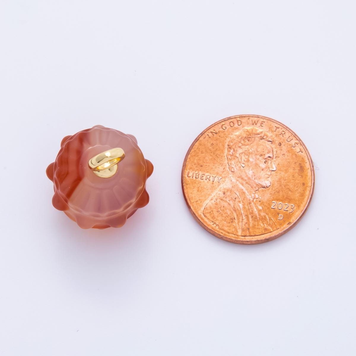 18K Gold Filled 19mm Aventurine, Carnelian, Quartz Pumpkin Gemstone Charm | AH833 - AH835