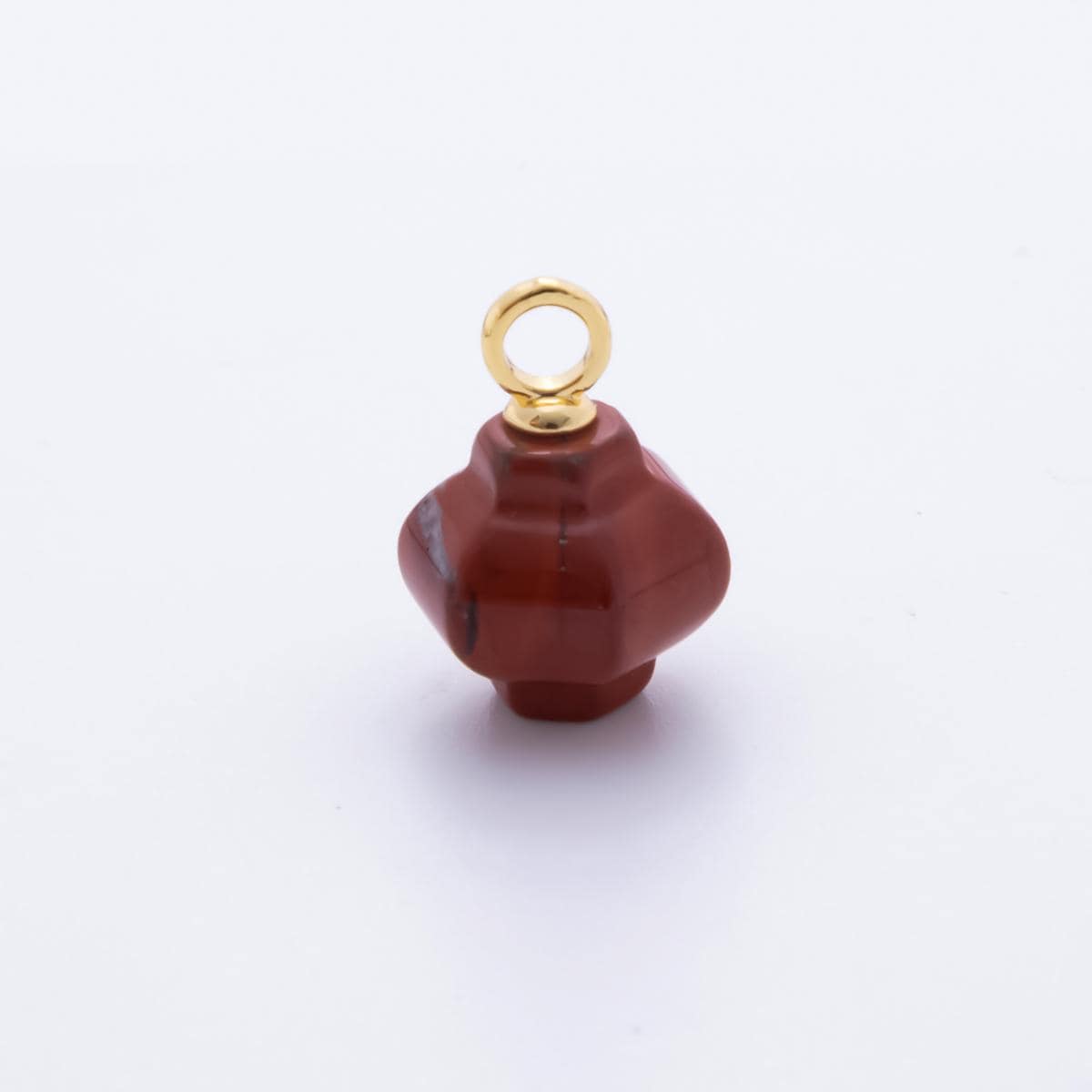 Dainty Lantern Gemstone Drop Pendant – Carved Geometric Crystal Charm with Gold Bail – Natural Stone Jewelry Making Supply AH-830