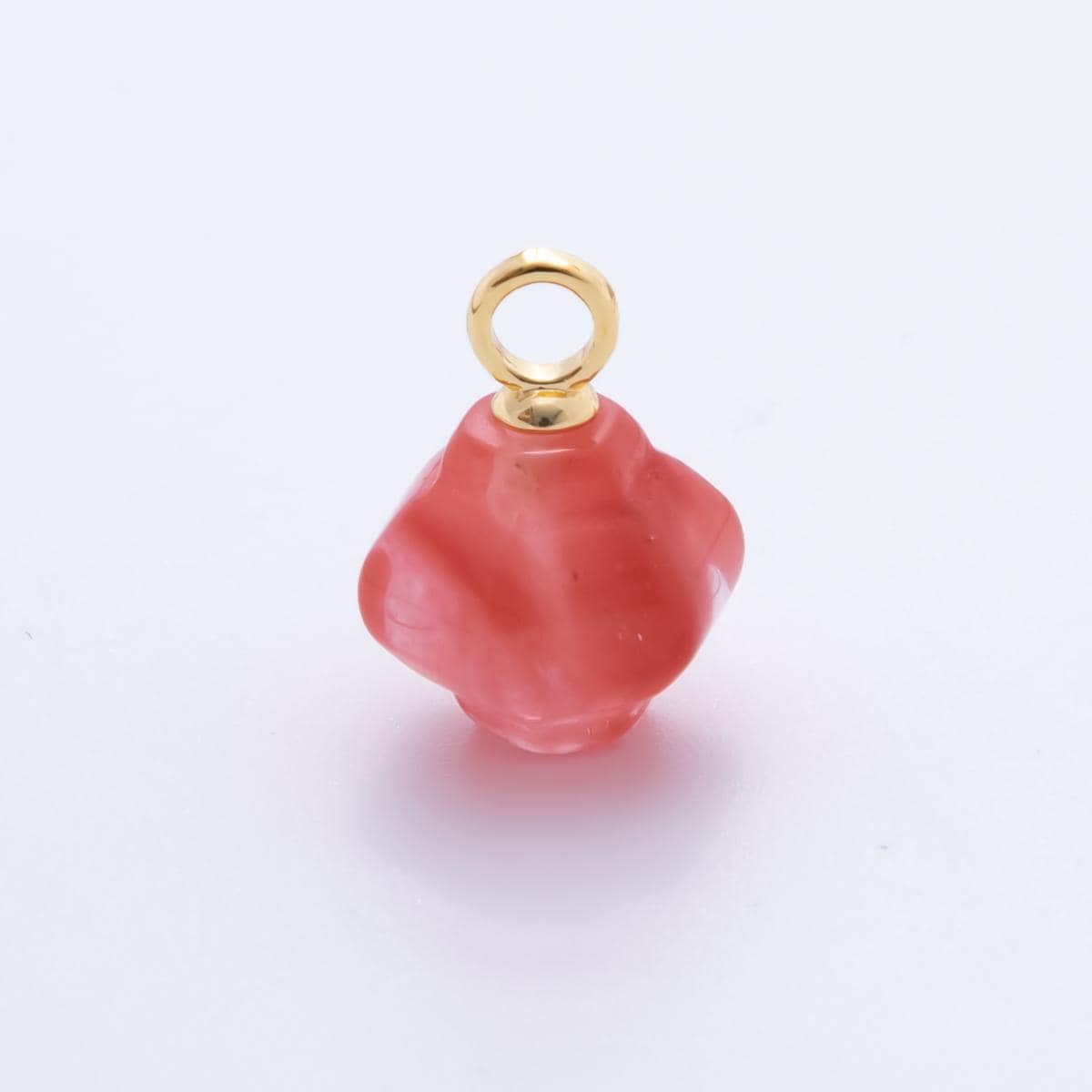 Dainty Lantern Gemstone Drop Pendant – Carved Geometric Crystal Charm with Gold Bail – Natural Stone Jewelry Making Supply AH-830