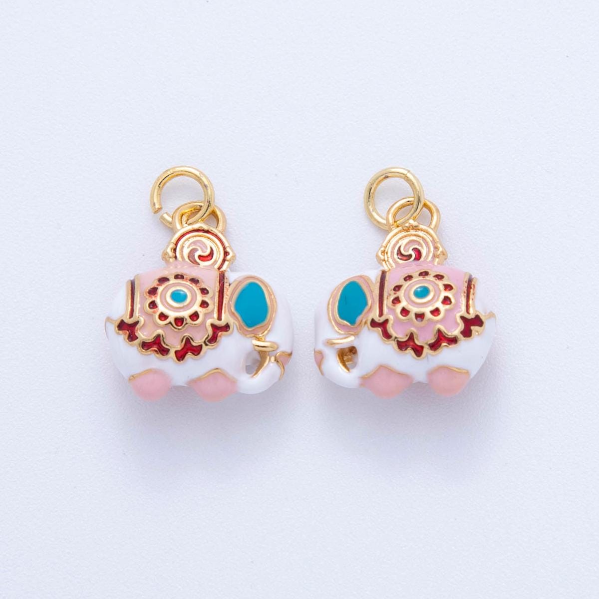 18K Gold Filled Elephant Pendant Dumbo Pendant Circus Animal Charms Enamel Elephant Charm DIY Jewelry Making AF-384