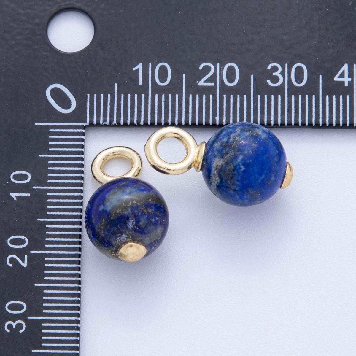 18k gold filled Round Ball gemstone drop pendant beaded charm | AF-376