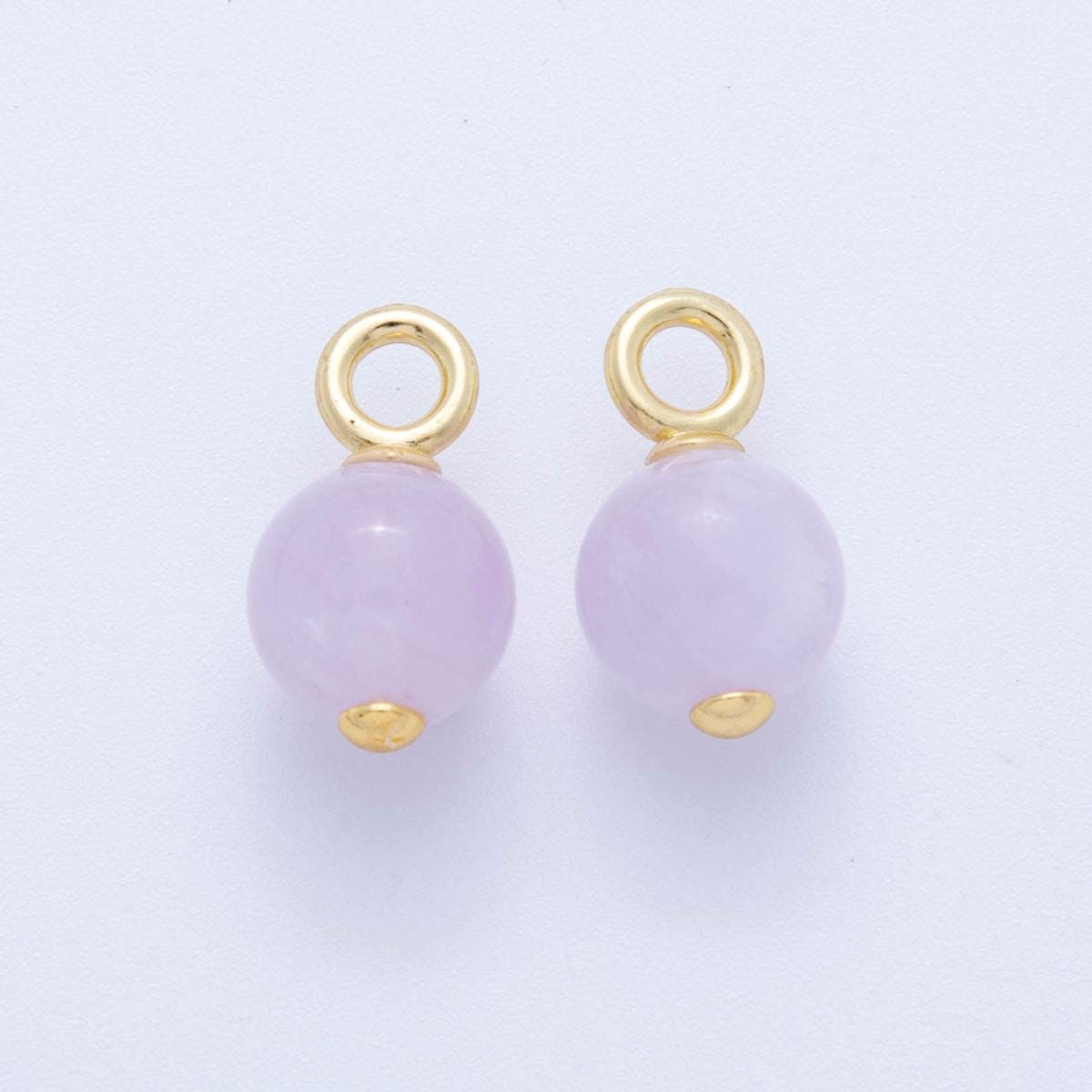 18k gold filled Round Ball gemstone drop pendant beaded charm | AF-376