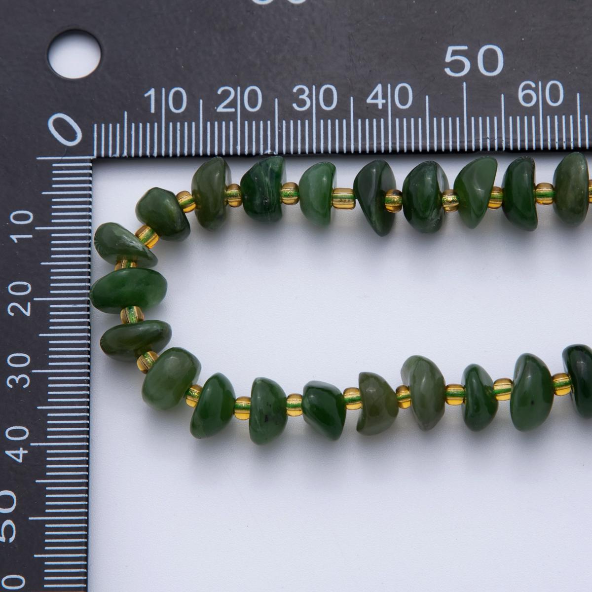 Natural Gemstone Smooth Freeform Rondelle Beads Green Jade Gemstone Beads Jewelry Making Bracelet Necklace WA-2205