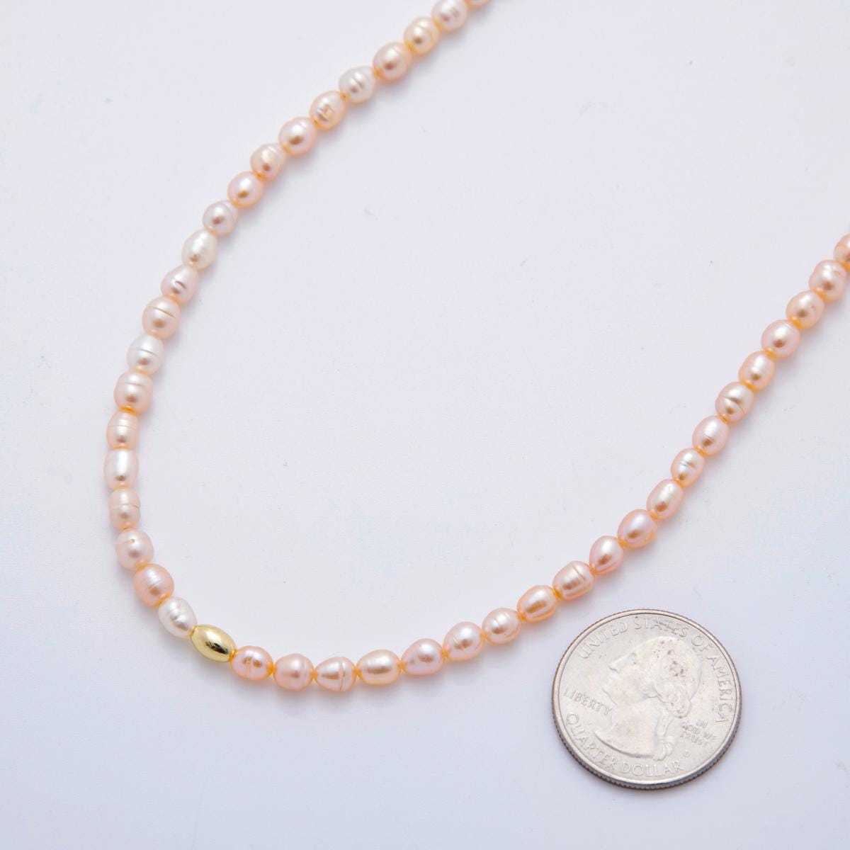 Multi-Color Freshwater Pearl Necklace – Natural Lavender, Pink, White Pearls with Gold Accent Beads 24k Gold Filled 16 inch Necklace WA-3224