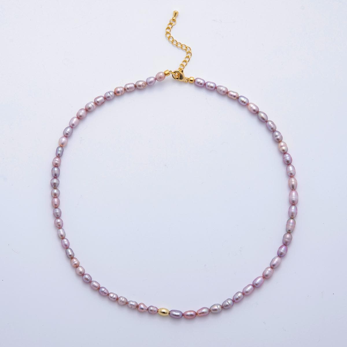 Multi-Color Freshwater Pearl Necklace – Natural Lavender, Pink, White Pearls with Gold Accent Beads 24k Gold Filled 16 inch Necklace WA-3224