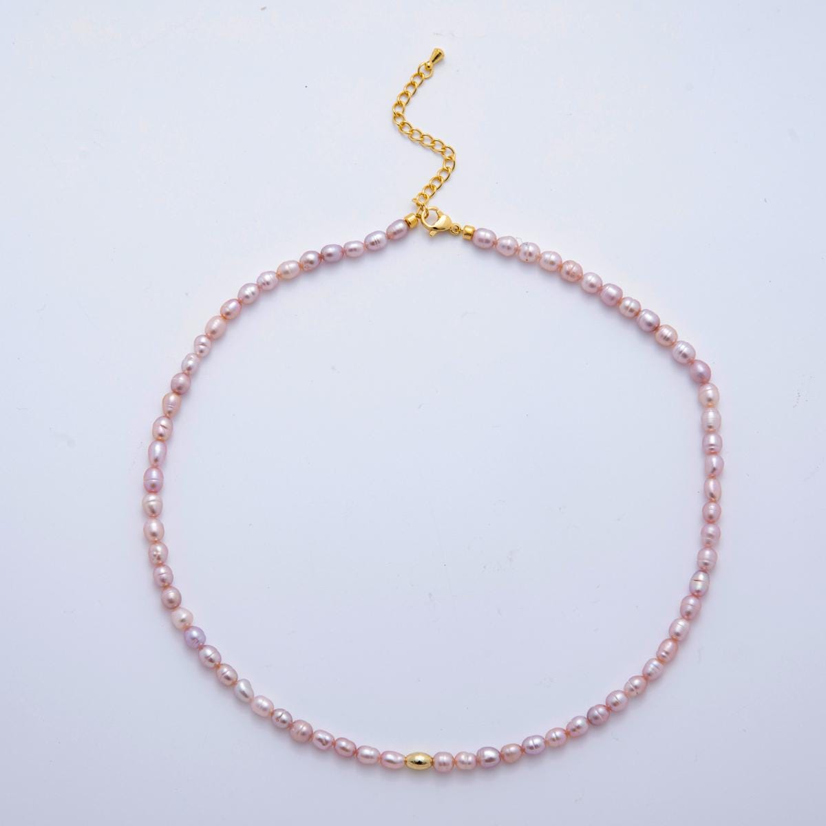 Multi-Color Freshwater Pearl Necklace – Natural Lavender, Pink, White Pearls with Gold Accent Beads 24k Gold Filled 16 inch Necklace WA-3224