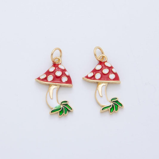 Cute Mini Mushroom Dangle Charm Red Mushroom Pendants Vegetable Charm Fantasy Shroomie Pendant AF-AF-408