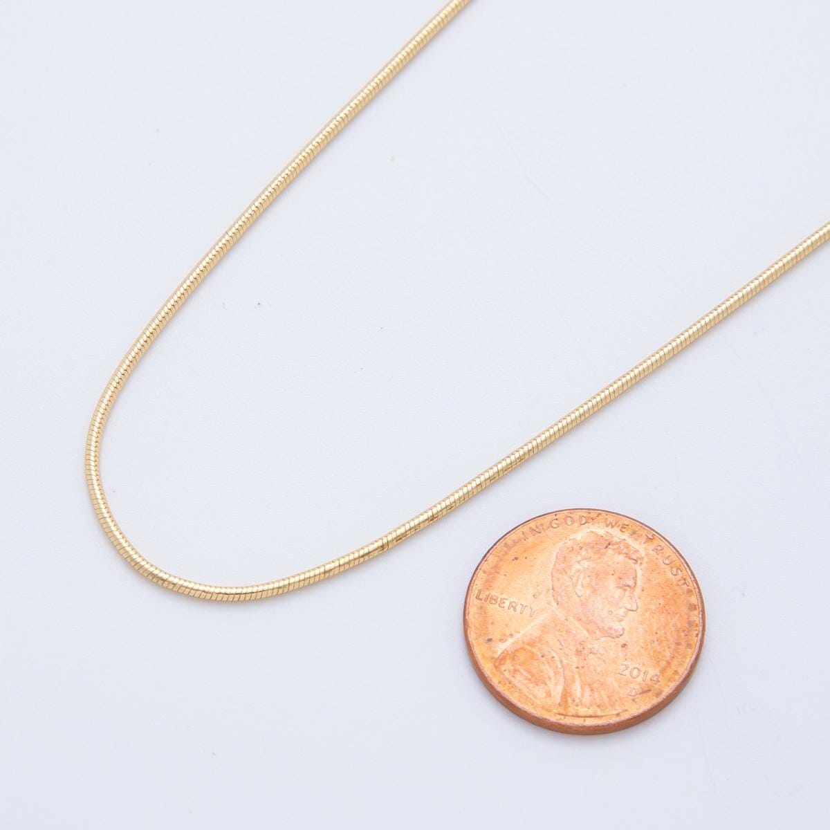16K Gold Filled 1.1mm Cocoon Snake Chain 17.7 Inch Thin Herringbone Chain Necklace | WA-3262