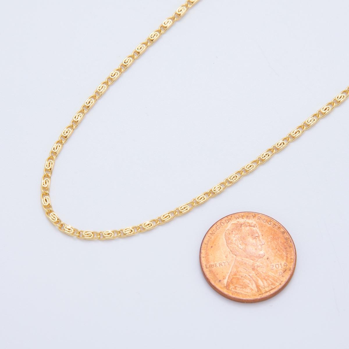 16k Gold Fill 17.5 inch Chain ready to use gold scroll necklace chain, layering dainty necklace, perfect for pendant charm necklace WA-3263
