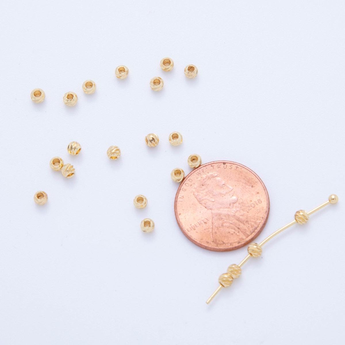 10 pcs 18k gold filled round spacer beads, gold Textured donut spacer beads 3mm spacer beads B-735