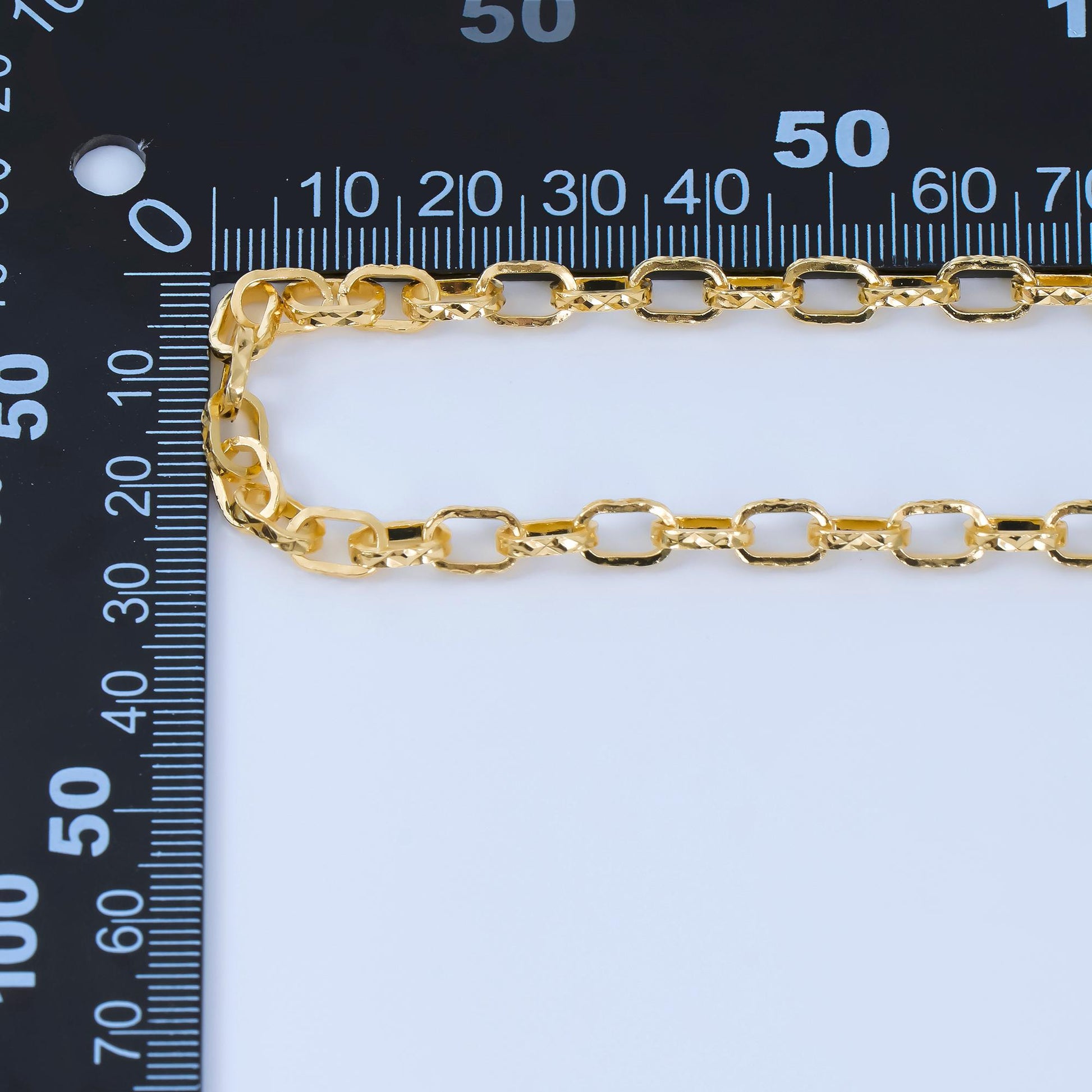 24k gold filled unfinished Diamond Cut Pattern Oval cable chain 5.4MM cable link roll by yard | roll-1670