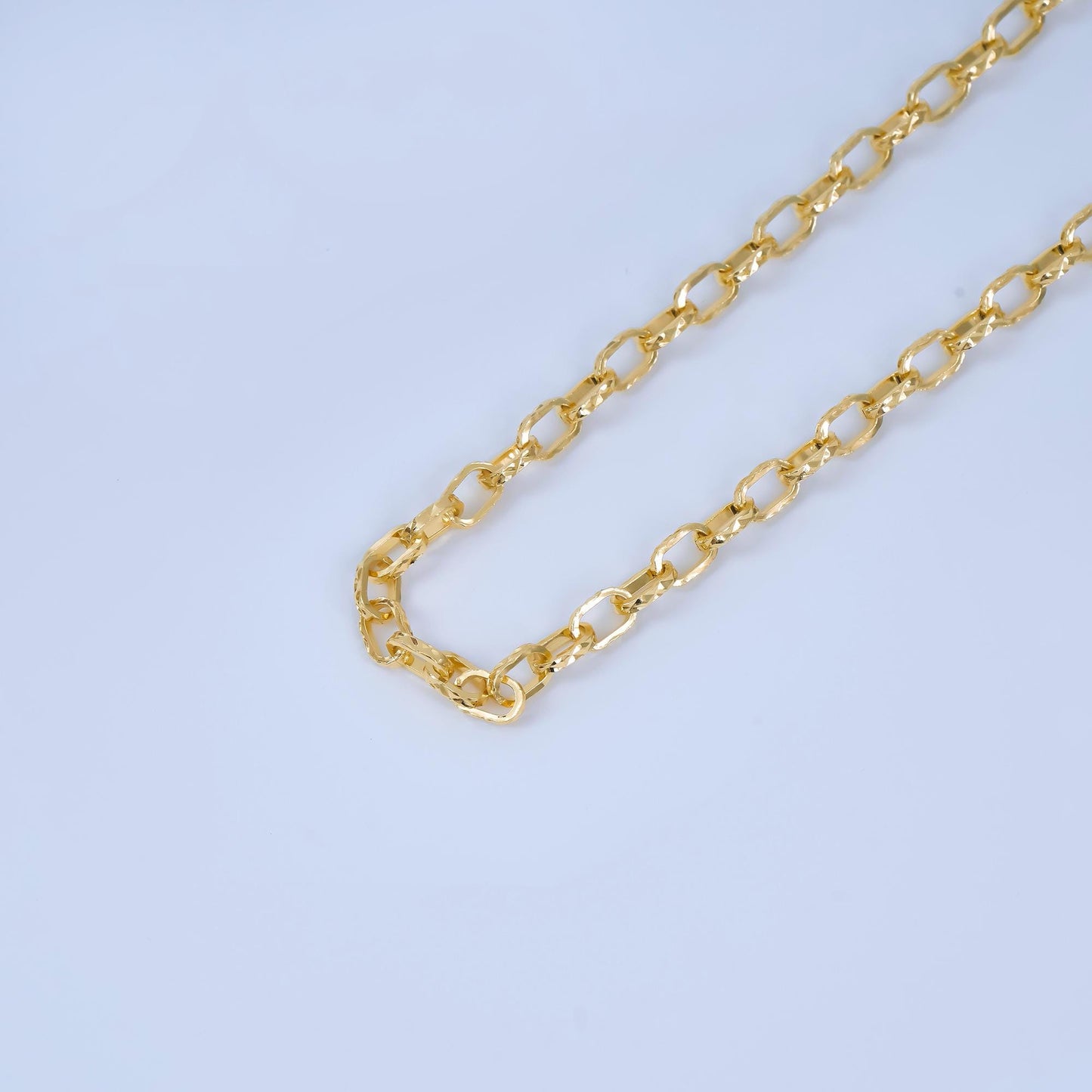 24k gold filled unfinished Diamond Cut Pattern Oval cable chain 5.4MM cable link roll by yard | roll-1670