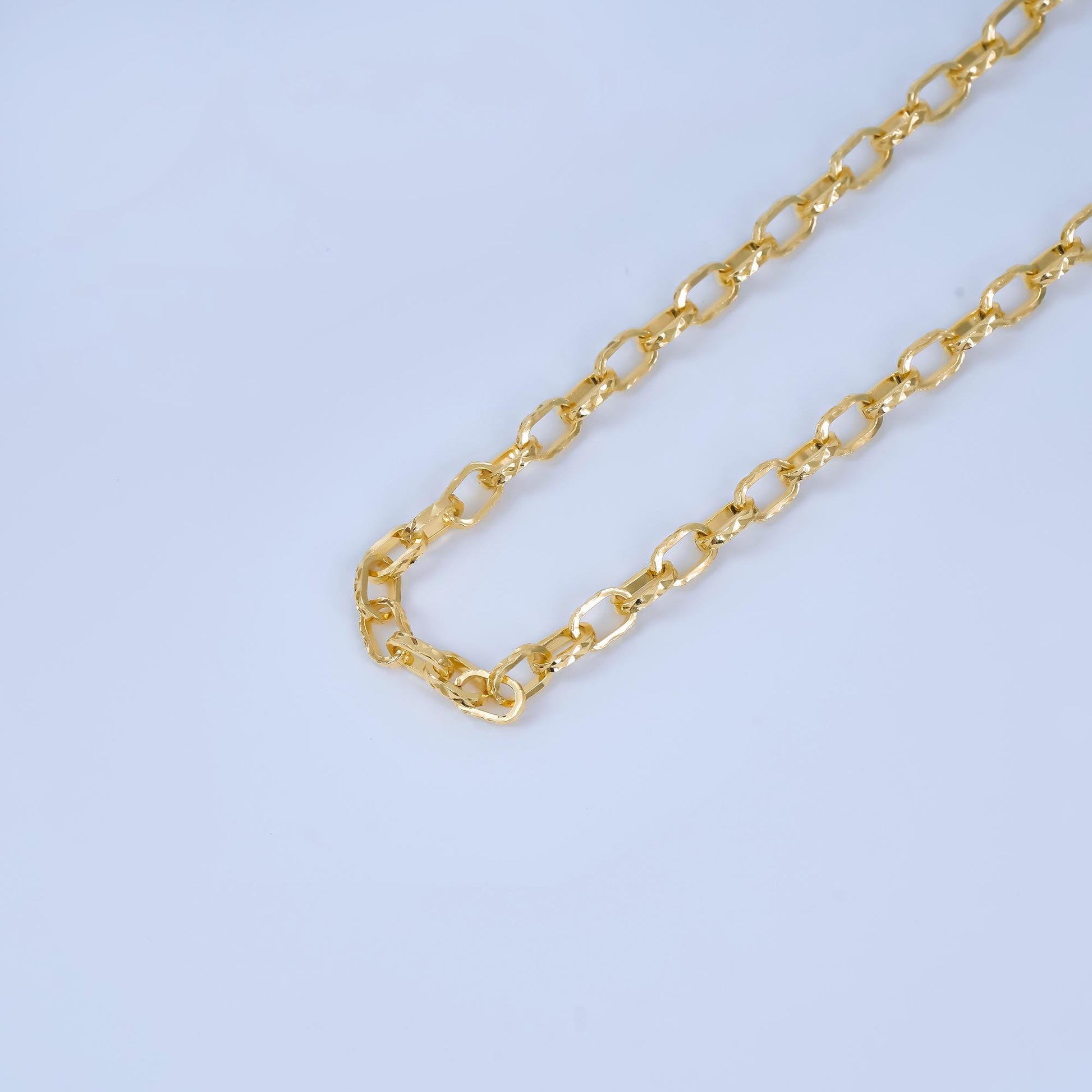 24k gold filled unfinished Diamond Cut Pattern Oval cable chain 5.4MM cable link roll by yard | roll-1670