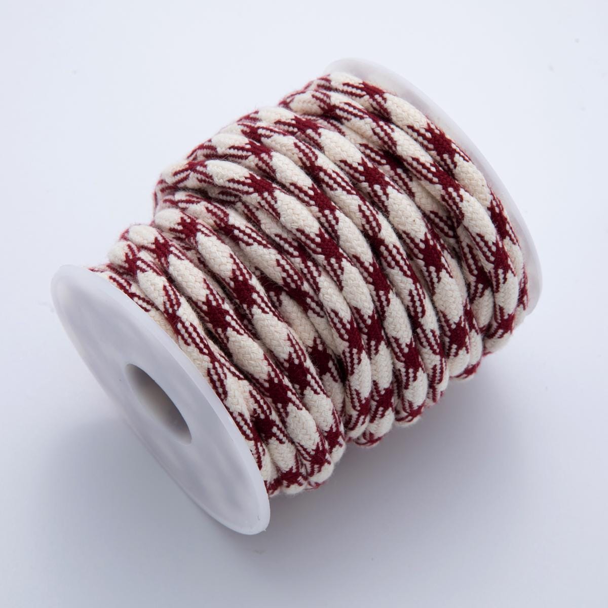 Jewelry Making Round Cords, Polyester & Spandex Cord Ropes 6mm Maroon Red White Braided Rope by Yards