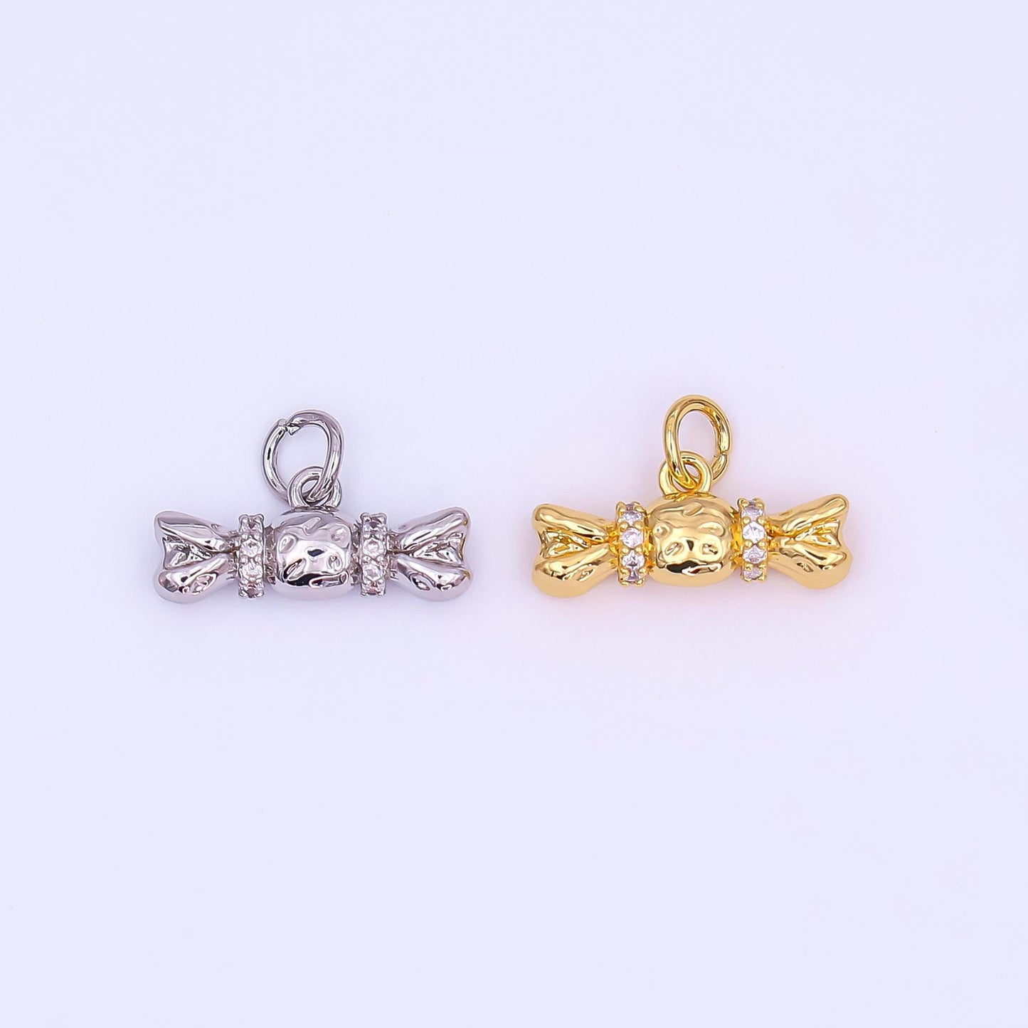 Mini Gold Candy Pendant 24K Gold Filled Charm Silver Candy Wrapper DIY Junk Food Bracelet Necklace Jewelry Making Findings Supply AF-485