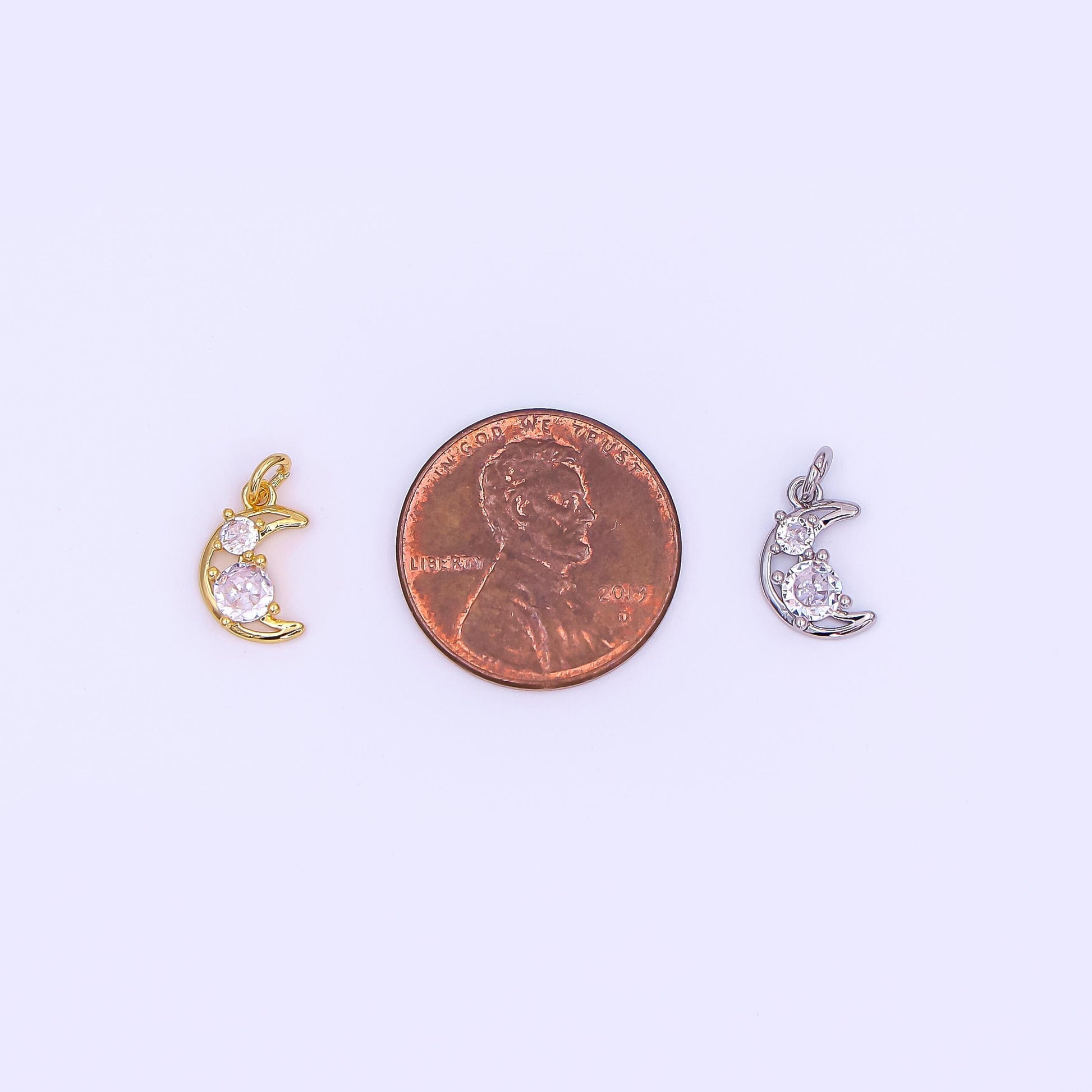 Mini Gold Moon Pendant 24K Gold Filled Charm Silver Crescent Moon DIY Celestial Bracelet Necklace Jewelry Making Findings Supply AF-492