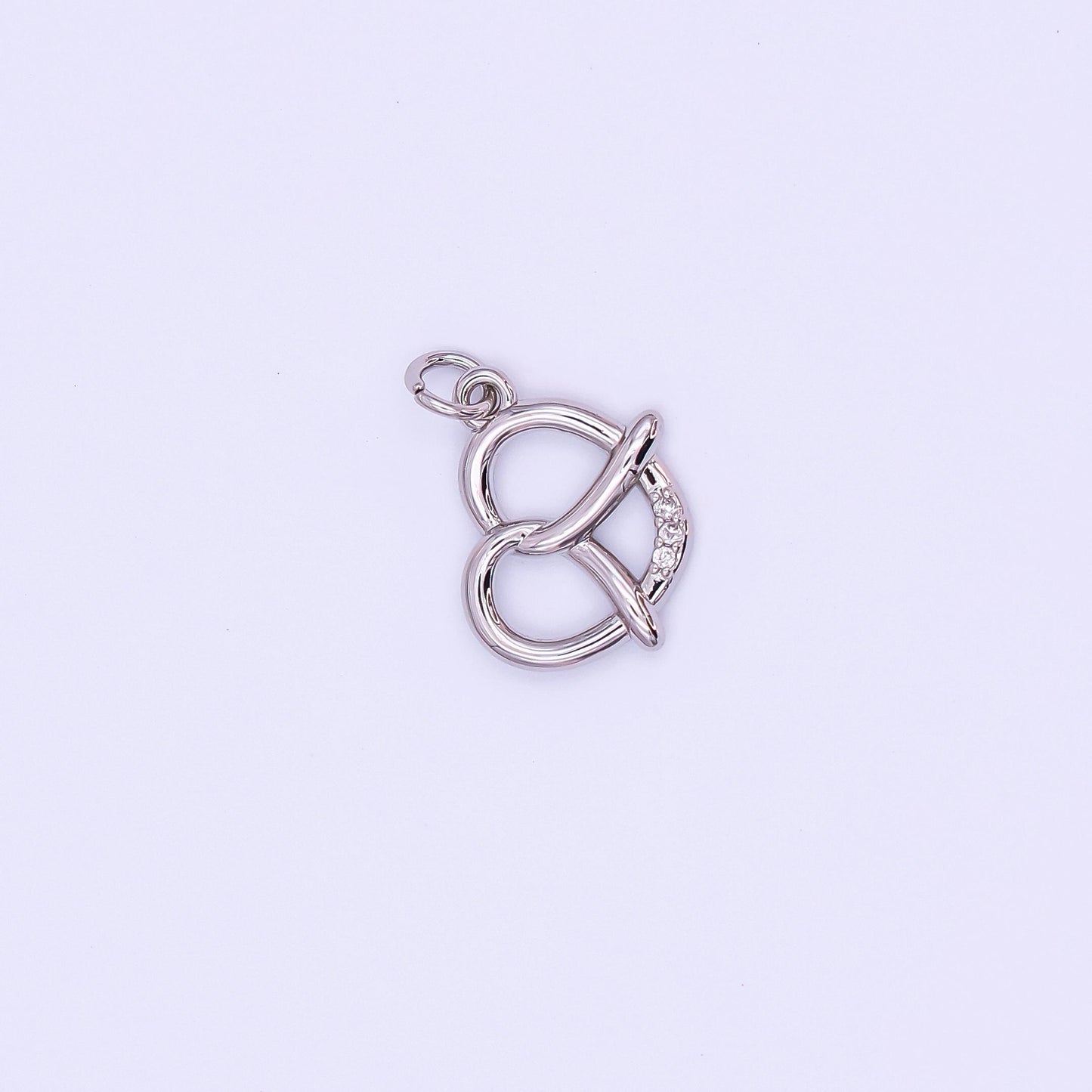 Minimalist Small 3D Pretzel Pastry 24K Gold Filled Food Charm with Clear CZ in Gold & Silver | AF491