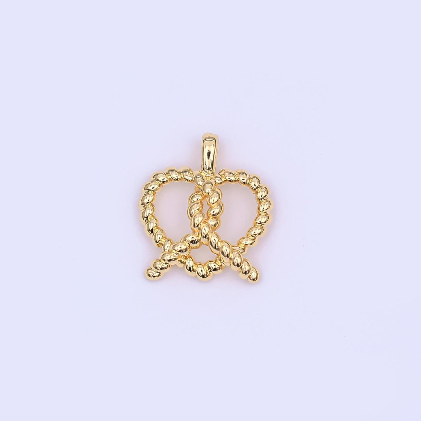 Mini Twisted Rope Heart Minimalist 3D Pretzel Charm French Pastry 24K Gold Filled Food Charm for Bracelet Necklace Earring Charm | AH-465