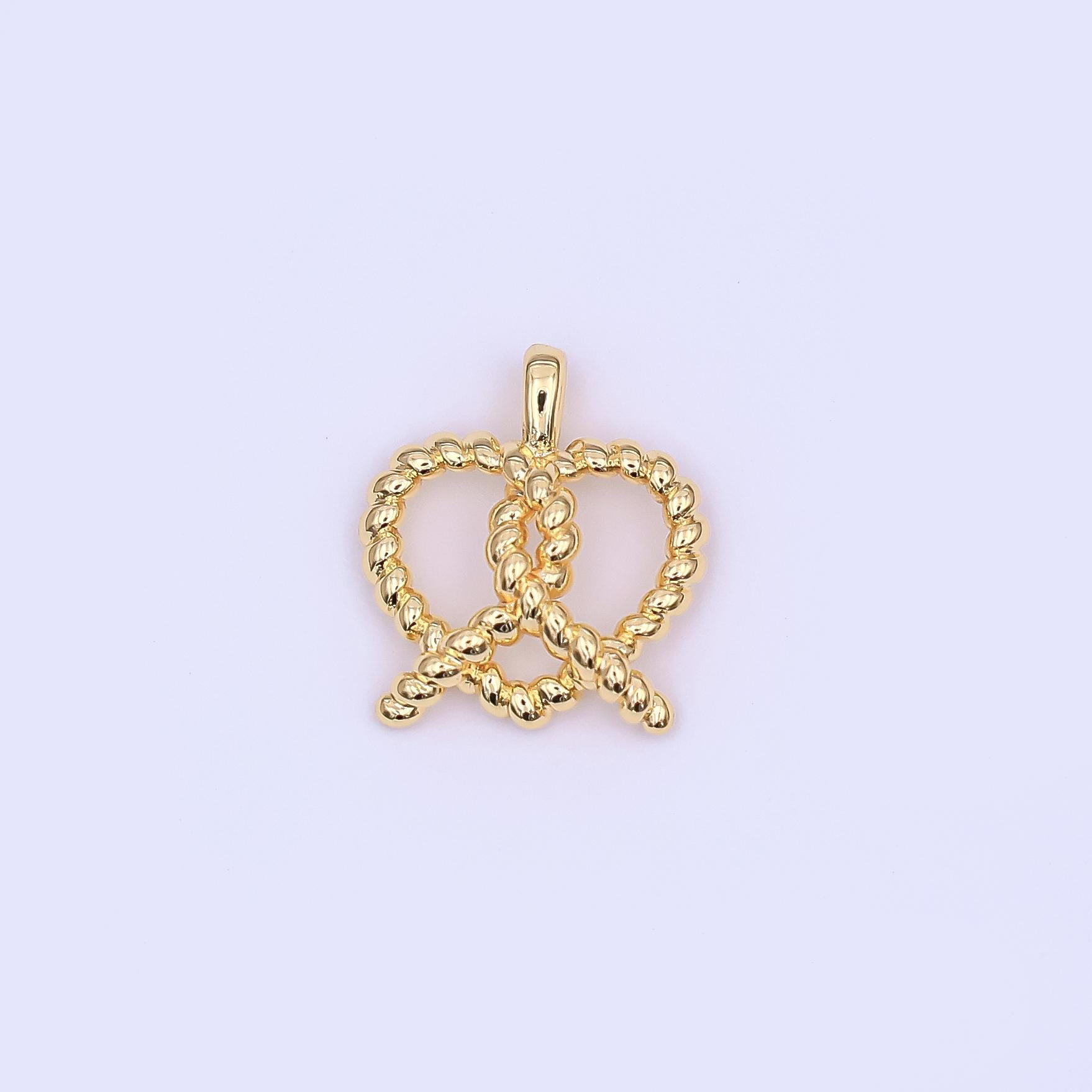 Mini Twisted Rope Heart Minimalist 3D Pretzel Charm French Pastry 24K Gold Filled Food Charm for Bracelet Necklace Earring Charm | AH-465