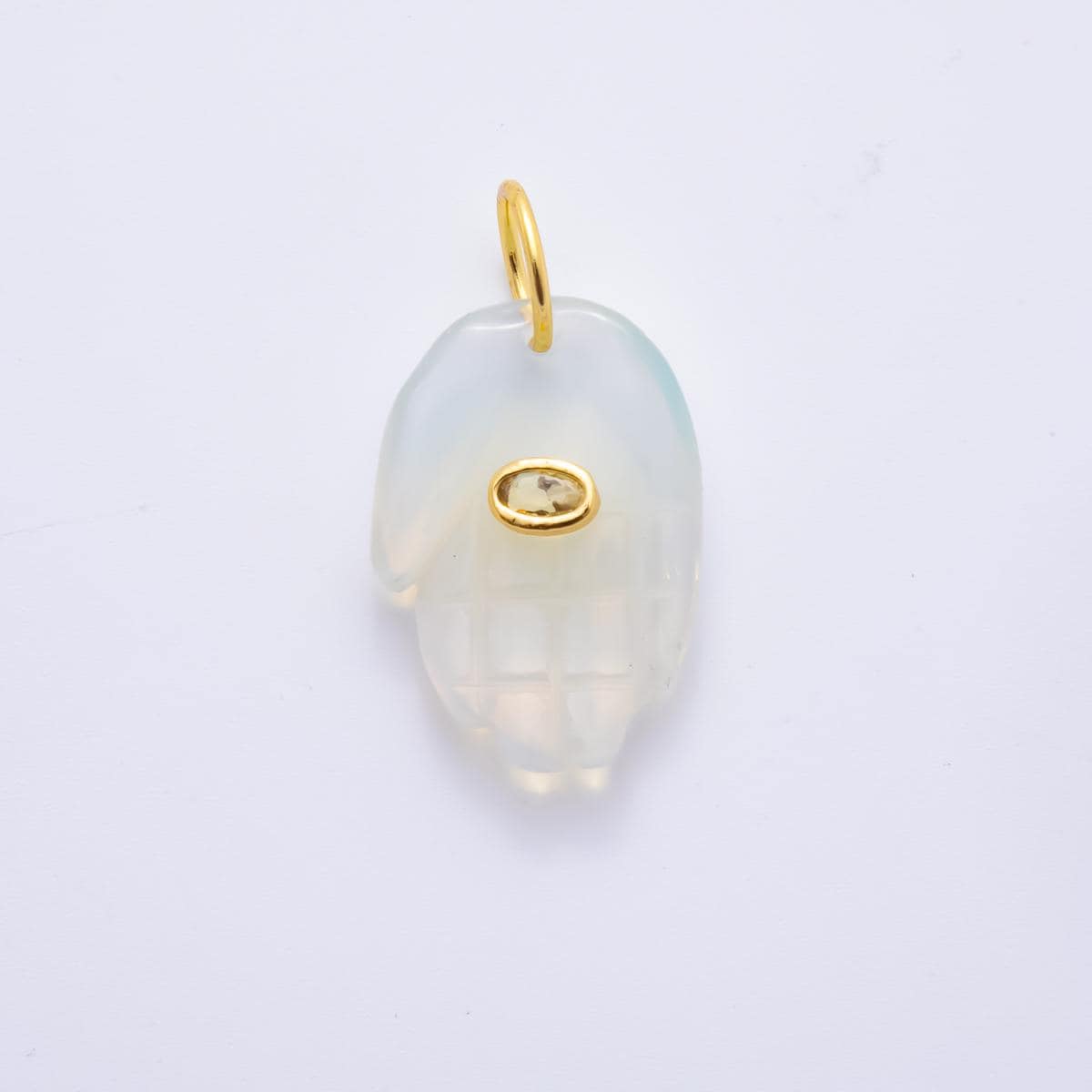 Big Gemstone Hamsa Hand Pendant Natural Stone Evil Eye Charm for Amulet Necklace Jewelry Making Supply 18k Gold Filled Charm AH-887