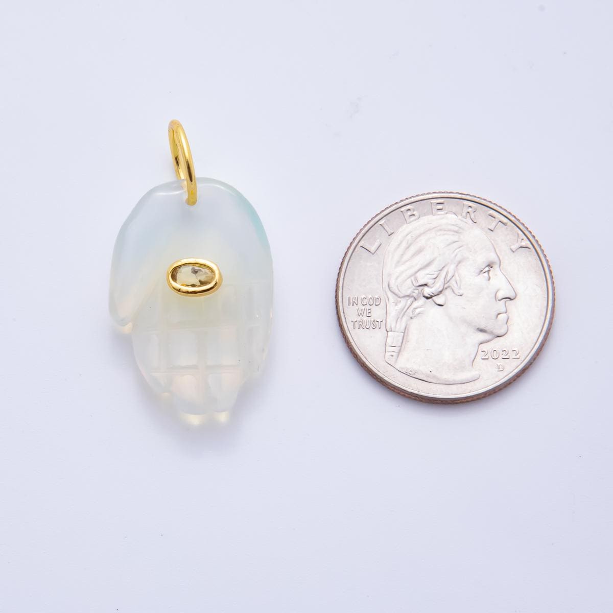 Big Gemstone Hamsa Hand Pendant Natural Stone Evil Eye Charm for Amulet Necklace Jewelry Making Supply 18k Gold Filled Charm AH-887