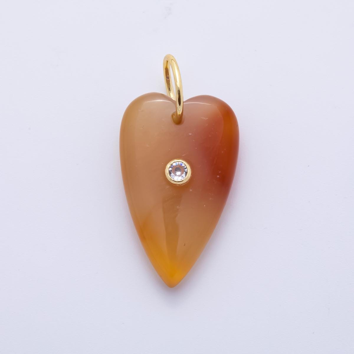 18K Gold Filled 18mm Gemstone Heart Charm With Clear CZ | ah-890