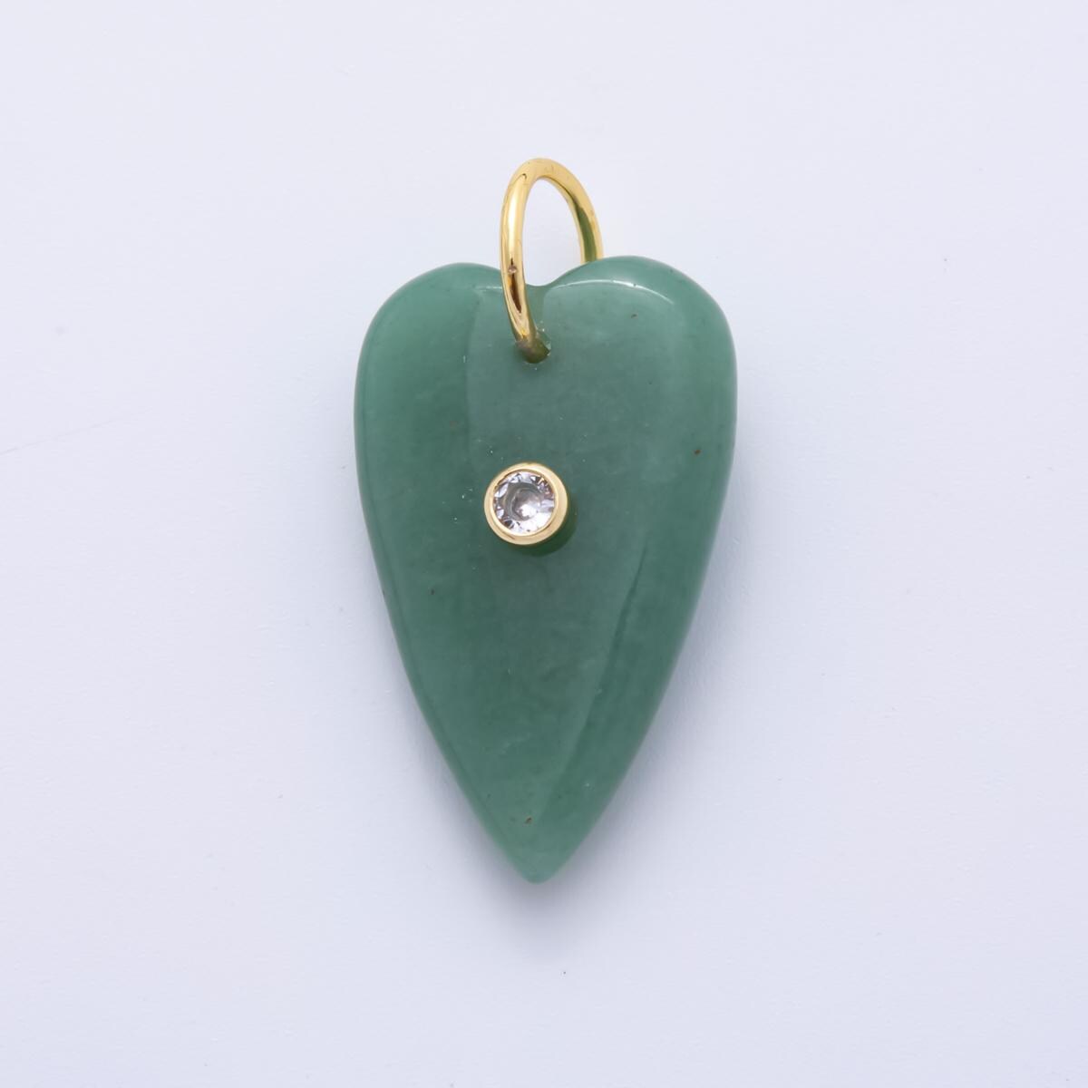 18K Gold Filled 18mm Gemstone Heart Charm With Clear CZ | ah-890