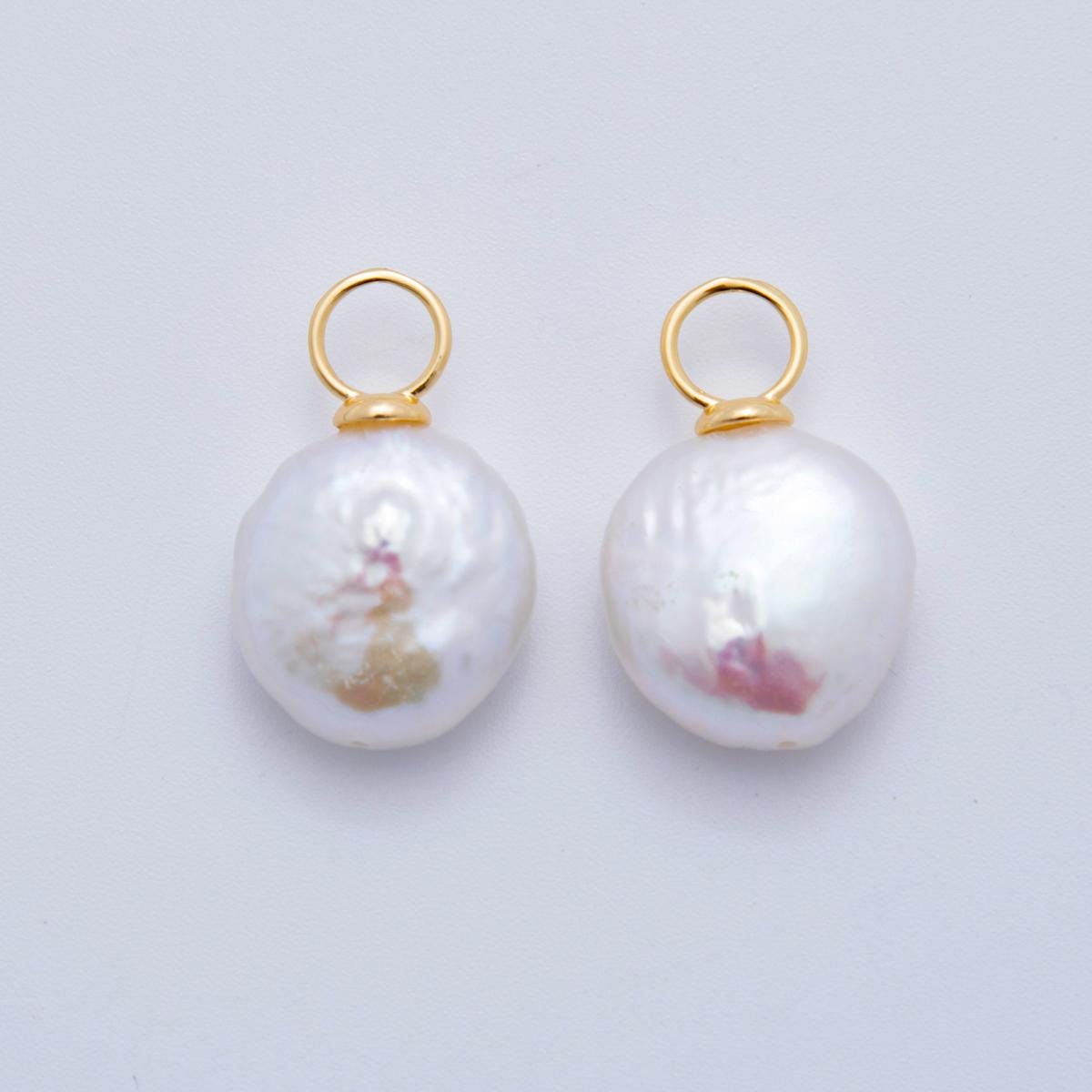 Dainty Gold white button baroque oval pearl charm teardrop genuine freshwater mermaid pearls pendant AF-622