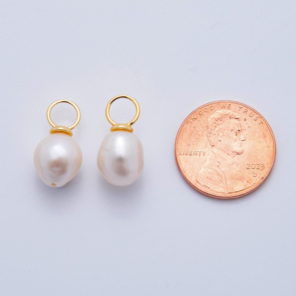 1x small White fresh water pearl gold 8 mm real pearl mini charm minimalist bracelet necklace earring enhancer charm pendant AF-625