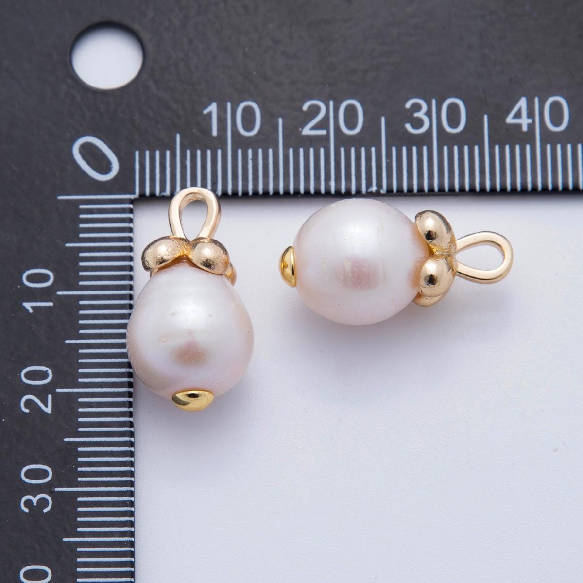 14K Gold Filled 12mm White Potato Freshwater Pearl Oval Bail Drop Pendant | AF-626