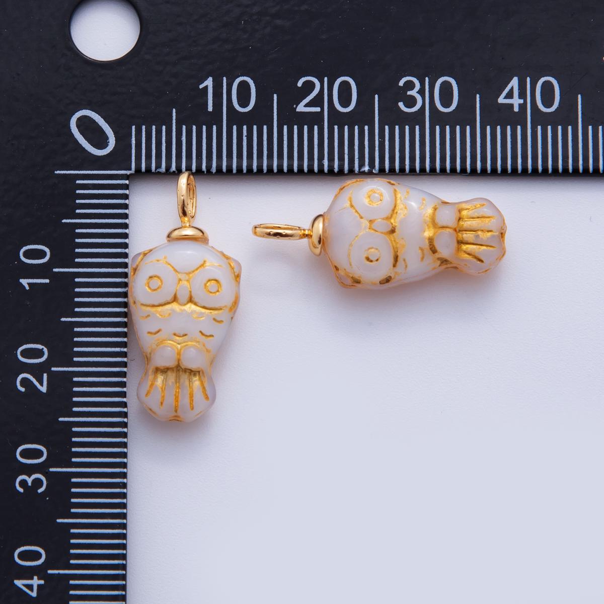 White Owl Charms – Hand-Painted Luxe Resin with 18K Gold Filled AF-703