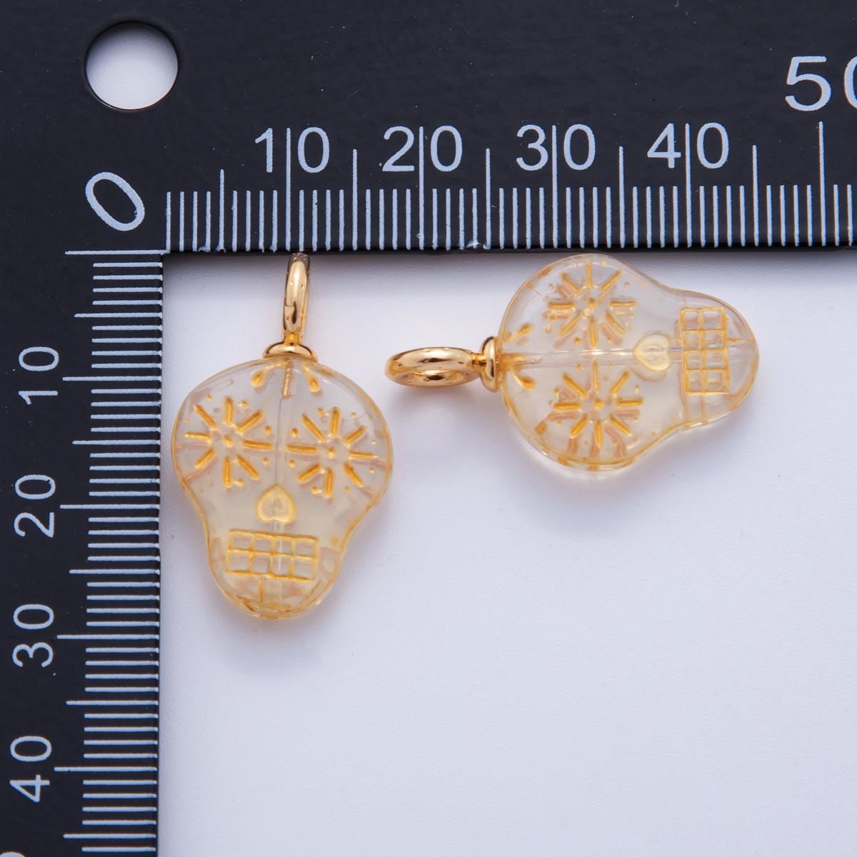 Dainty Colorful dia de los muertos Charm Skull pendant miniature gold skull charm for halloween necklace jewelry supply AF-723