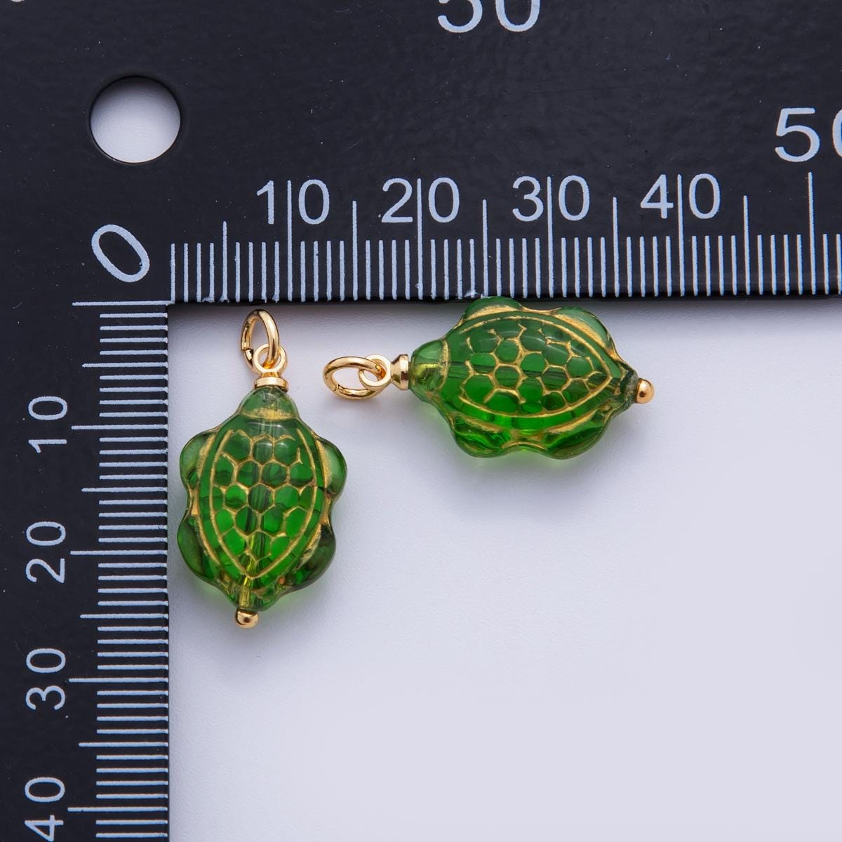 Hand-Painted Turtle Resin Charms – Gold Accented Animal Drop Charm Vintage Bohemian Style AF-728