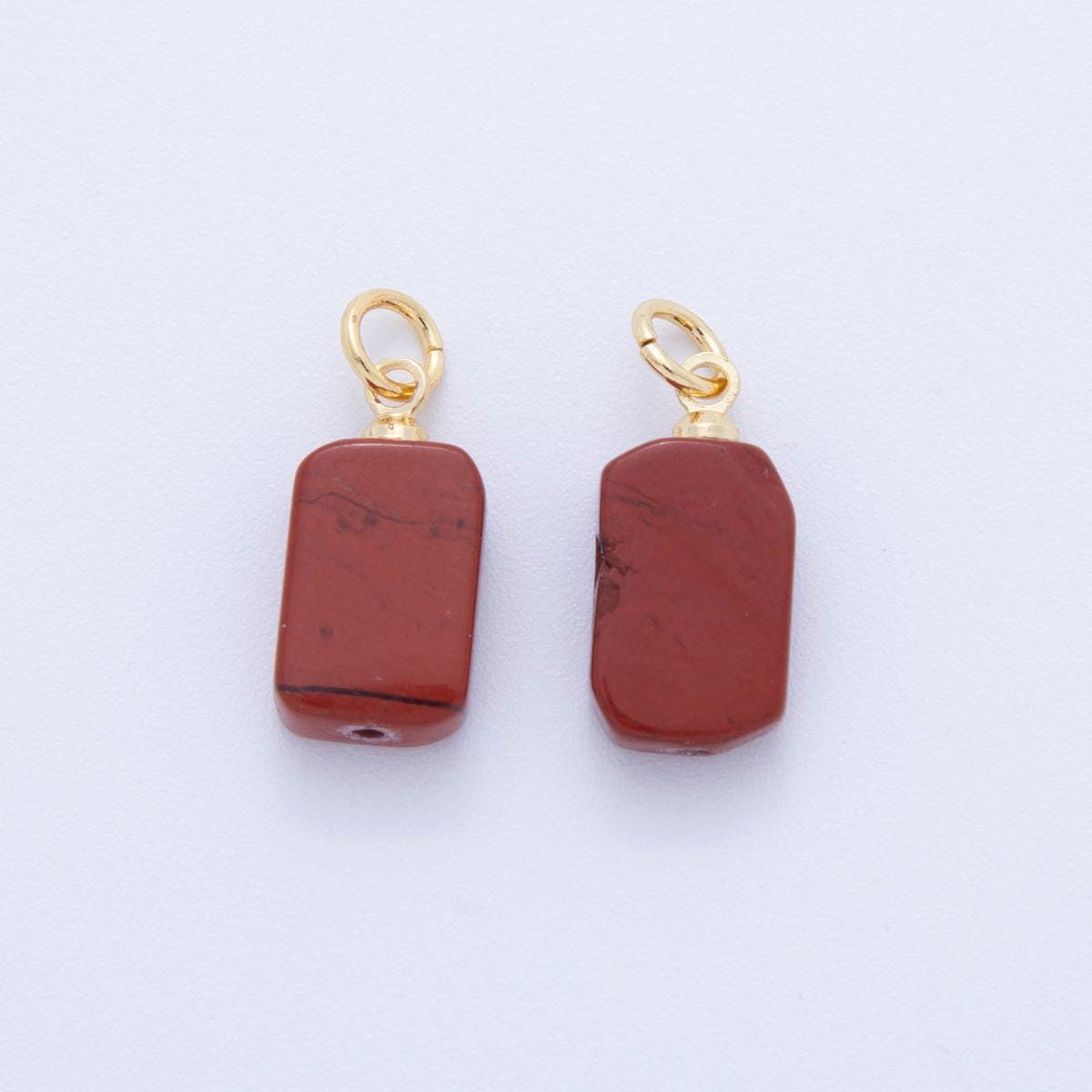 18k gold filled charm natural gemstone Amazonite amethyst rose quartz lapiz Tag Tablet Charm pendant | AF-412