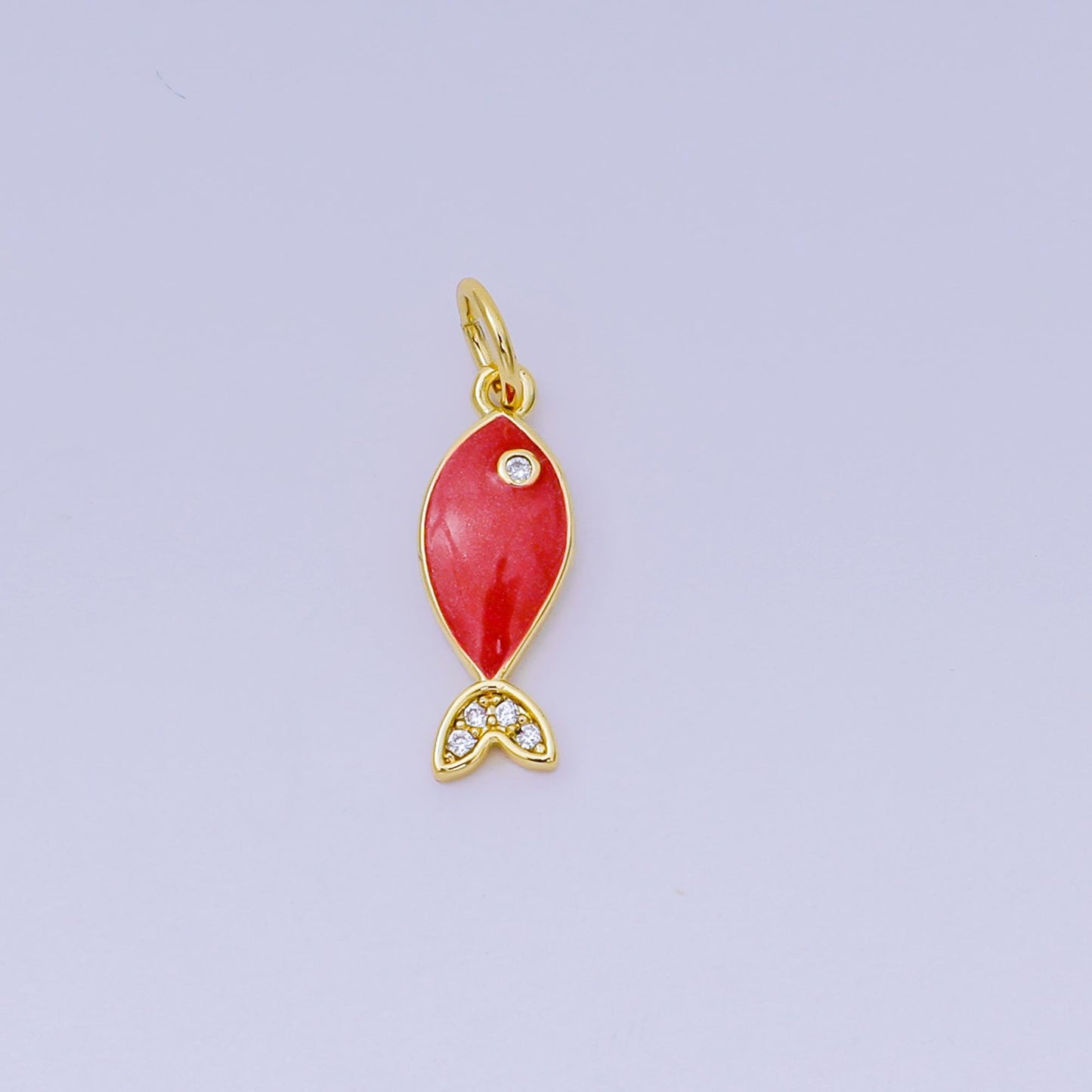 Mini Baby Gold fish Charms 18K Gold Filled Enamel Sardines Pendant Charm Bracelet Necklace for DIY Jewelry Making Supply aj-550