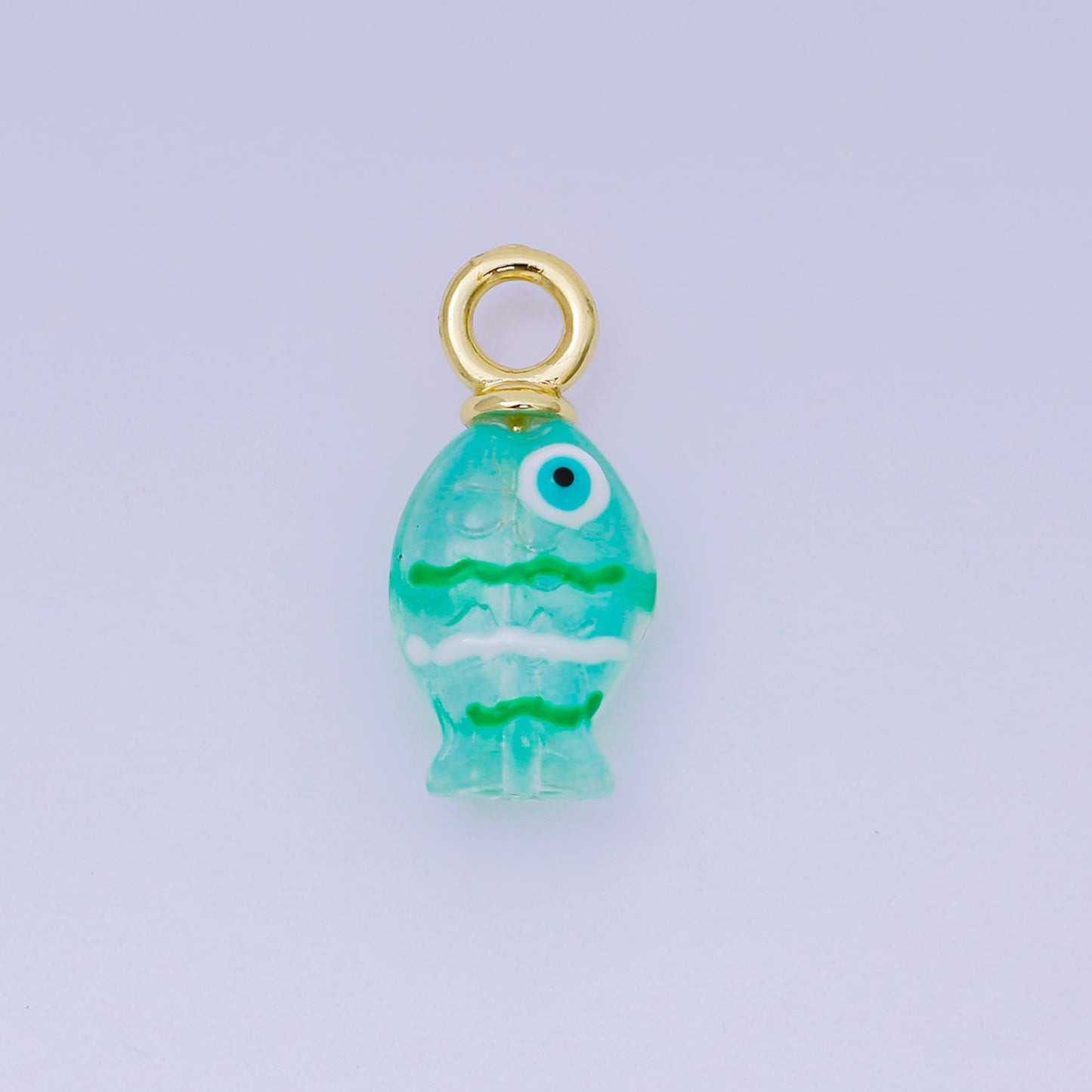 18K Gold Filled Hand painted Baby Fish Charm Animal Resin Pendant for Bracelet Necklace Earring Jewelry Making Supply AH-613