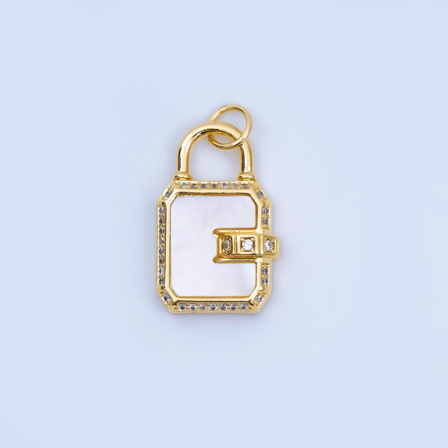 Mini combination padlock charm for back school gym locker gold fill over brass clear cz lock pendant jewelry Malachite Pearl Lock AJ-414
