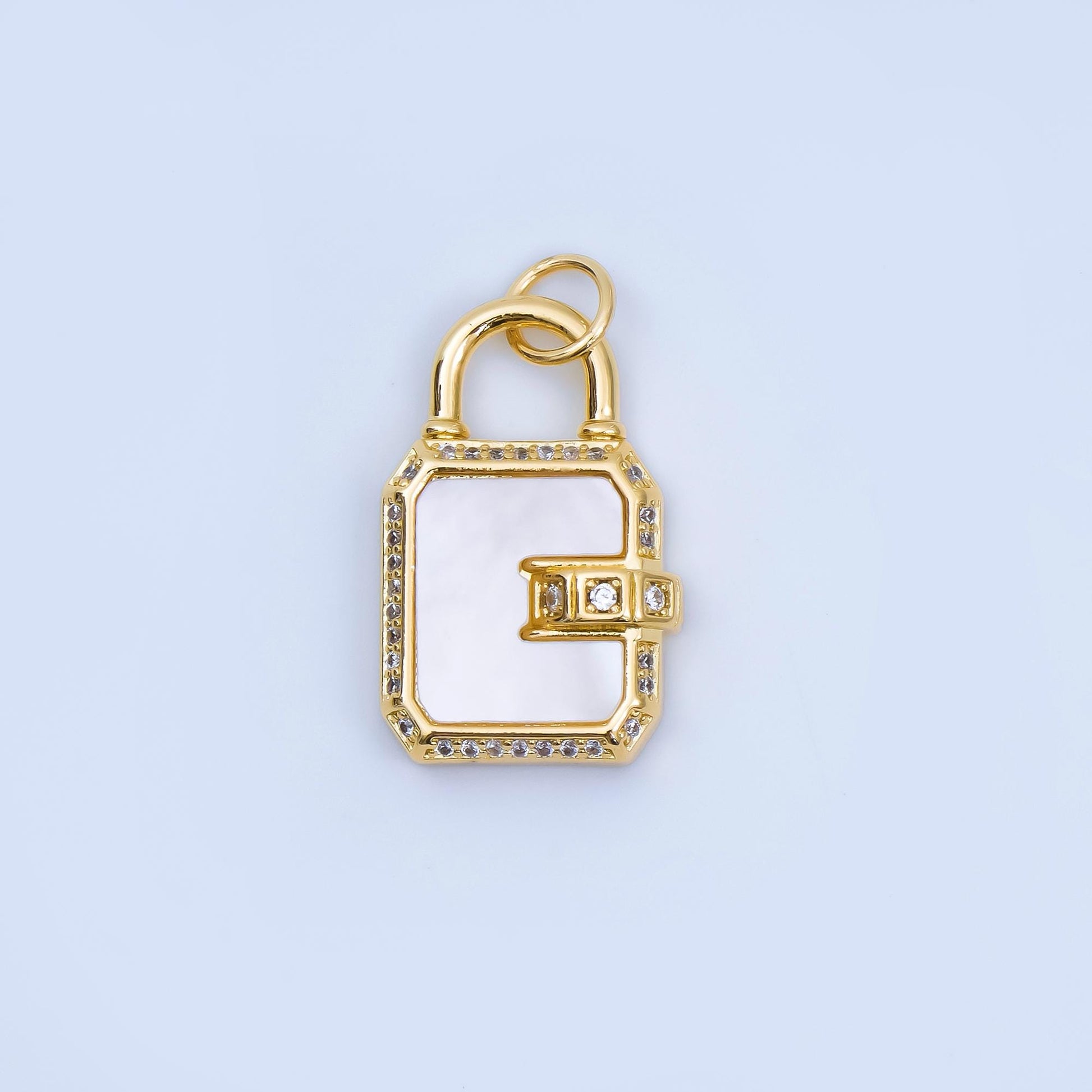 Mini combination padlock charm for back school gym locker gold fill over brass clear cz lock pendant jewelry Malachite Pearl Lock AJ-414