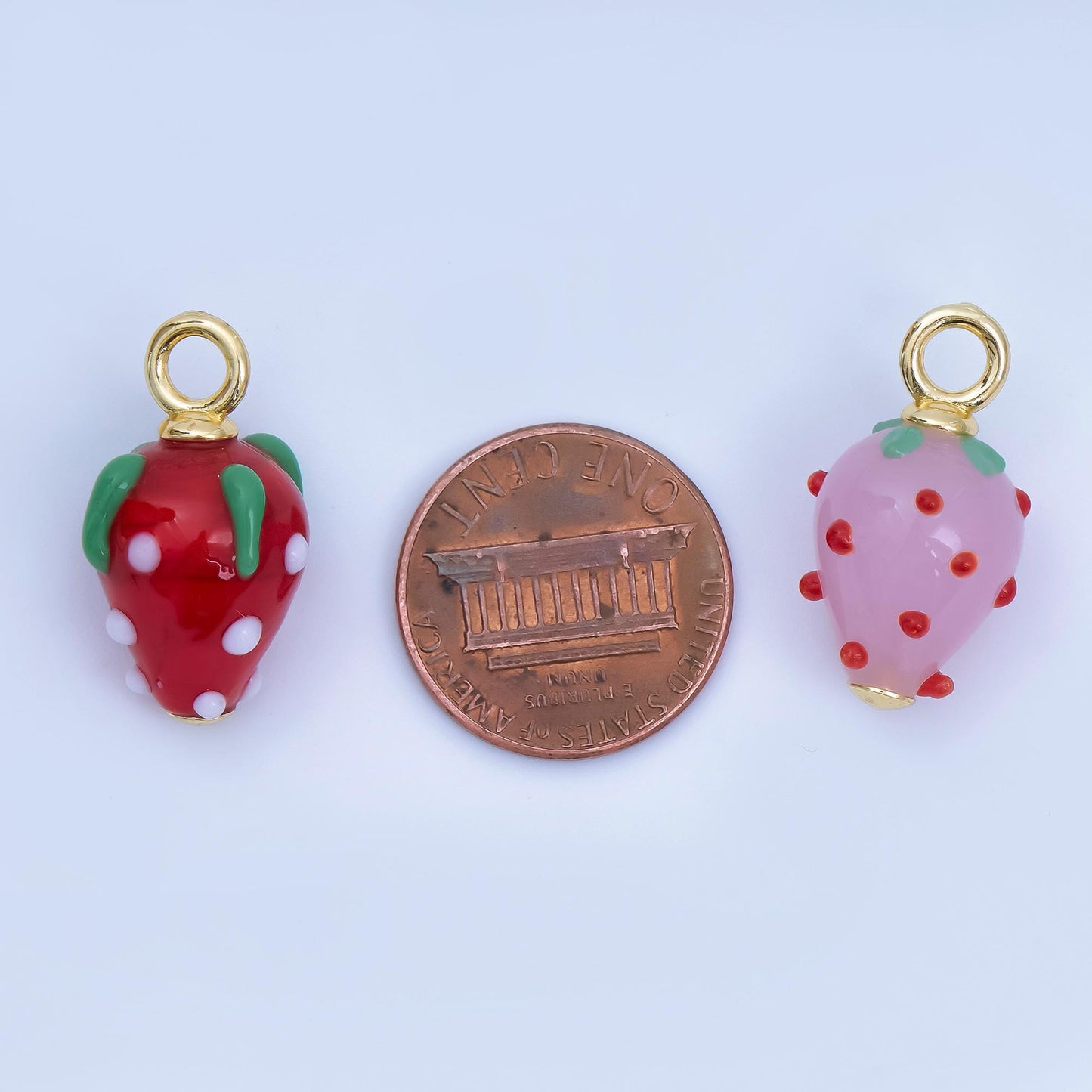 Colorful Red Resin fruit pendants dainty gold strawberry charms for earring necklace bracelet component| AJ-368