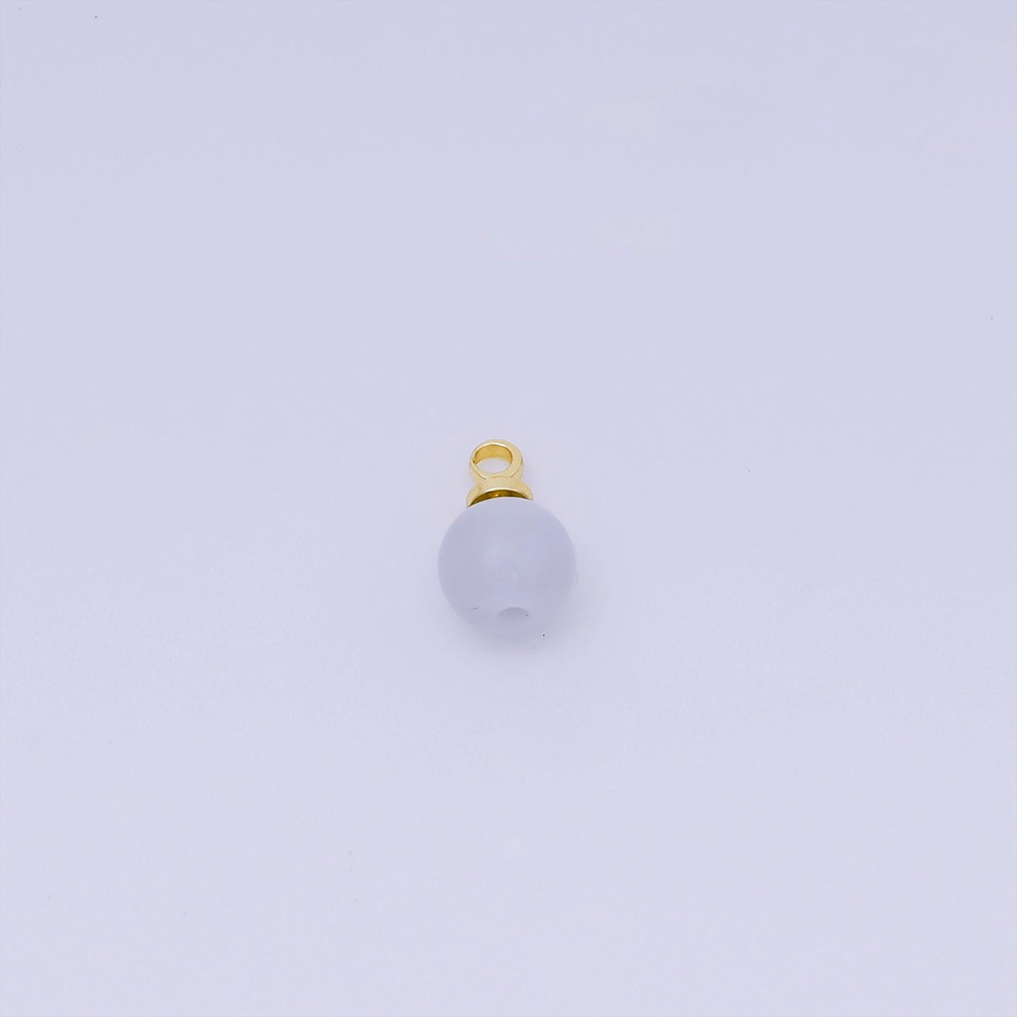 Gold Bail Round Aquamarine Gemstone Charms –5mm ball Natural Stone Pendants for Jewelry Making