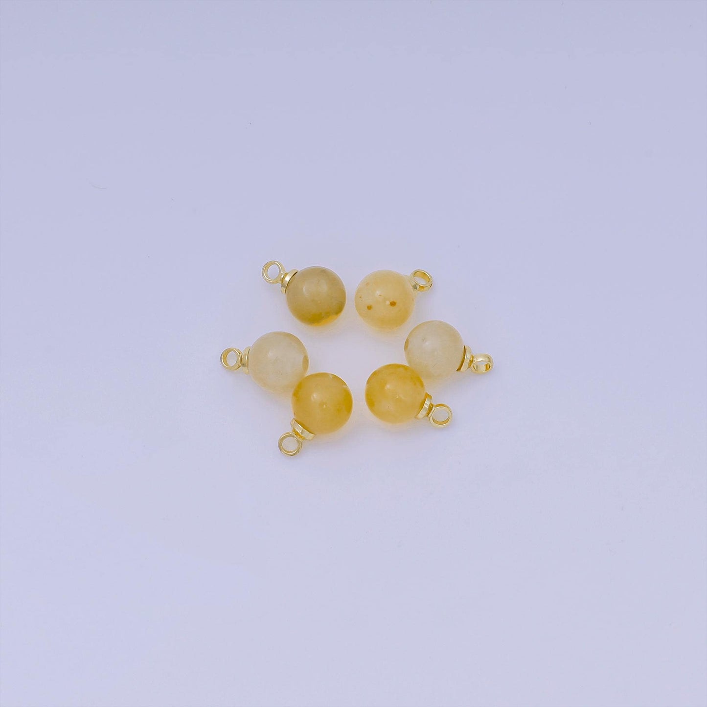 Gold Bail Round Aquamarine Gemstone Charms –5mm ball Natural Stone Pendants for Jewelry Making