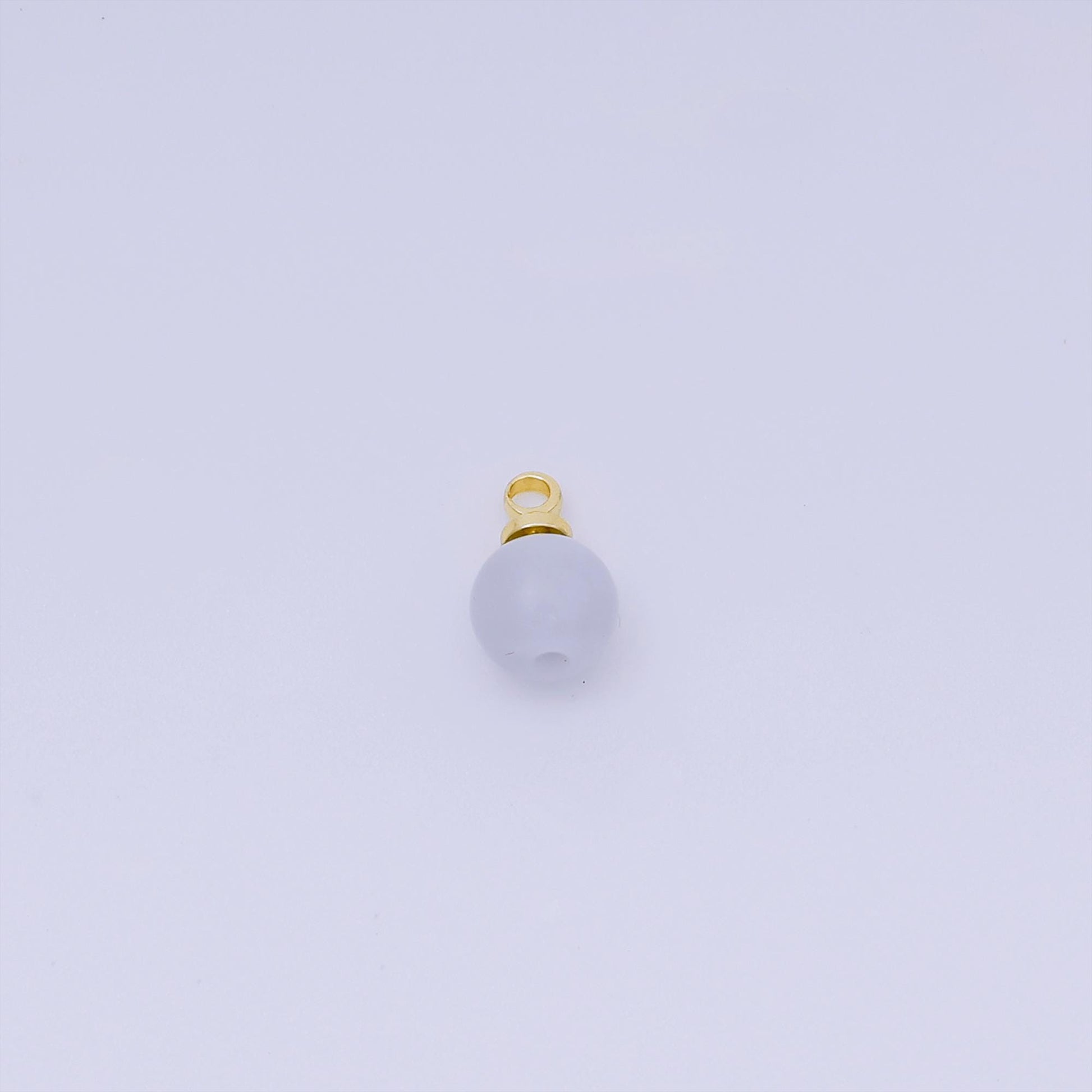 Gold Bail Round Aquamarine Gemstone Charms –5mm ball Natural Stone Pendants for Jewelry Making