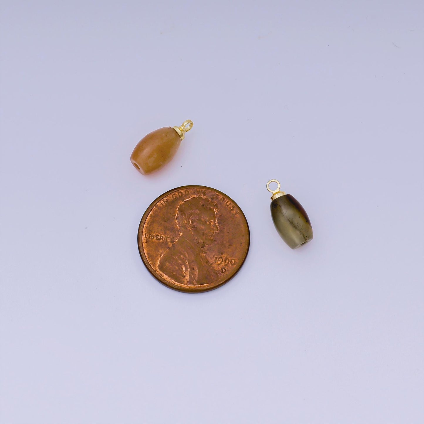 Tiny Honey Agate Drum Bead Charm 13x6 mm AJ-490
