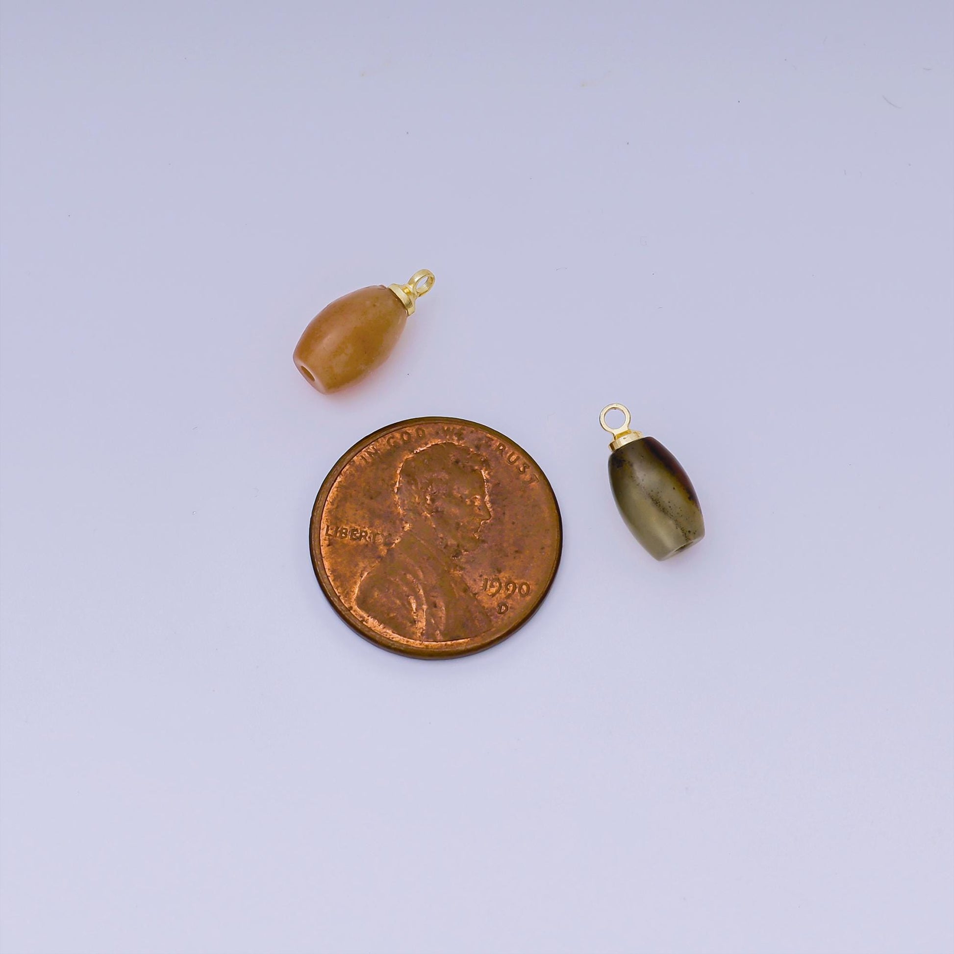 Tiny Honey Agate Drum Bead Charm 13x6 mm AJ-490